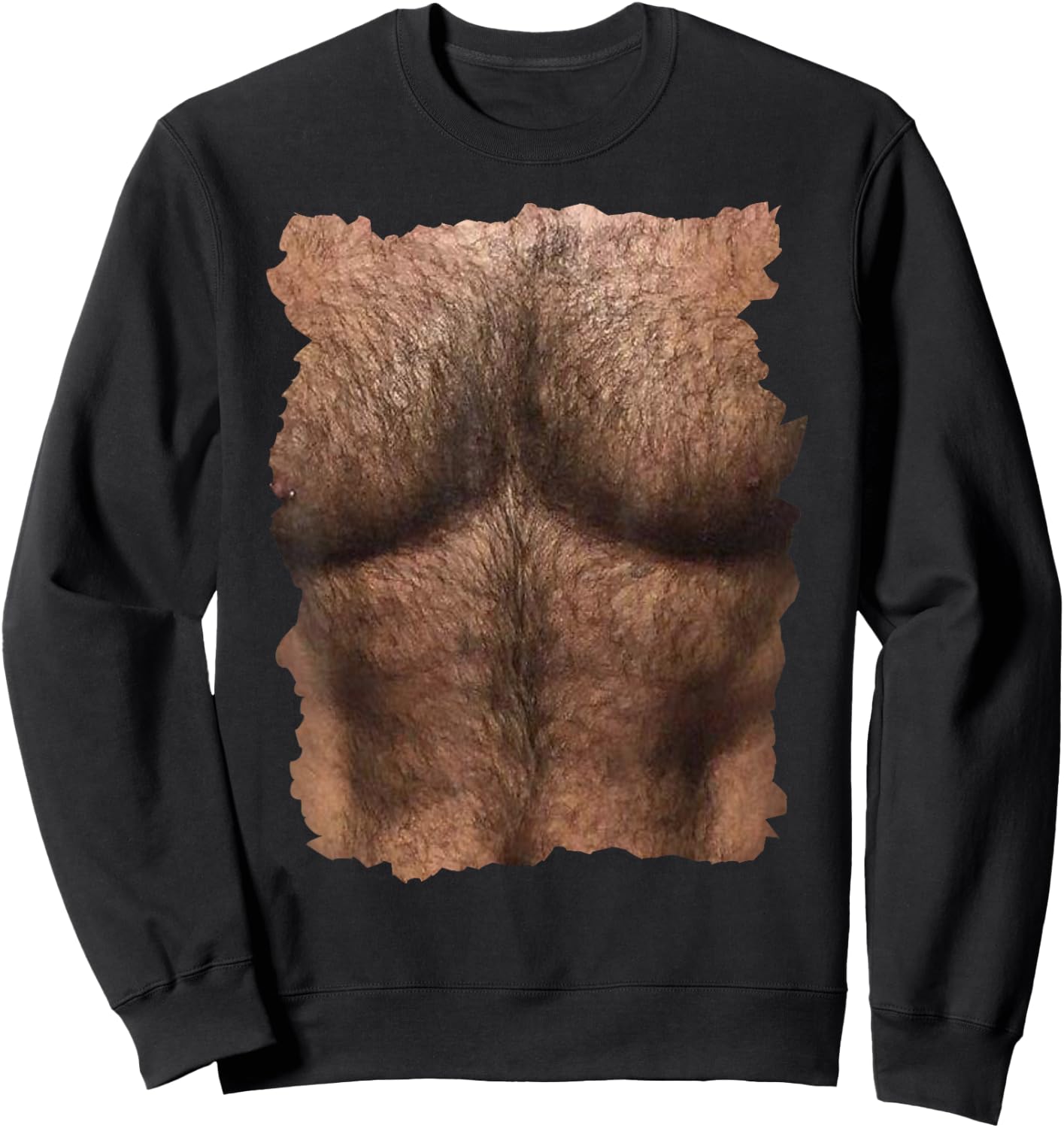 Hairy Chest with Man's Six Pack Funny Sweatshirt - Sweatshirt | Black
