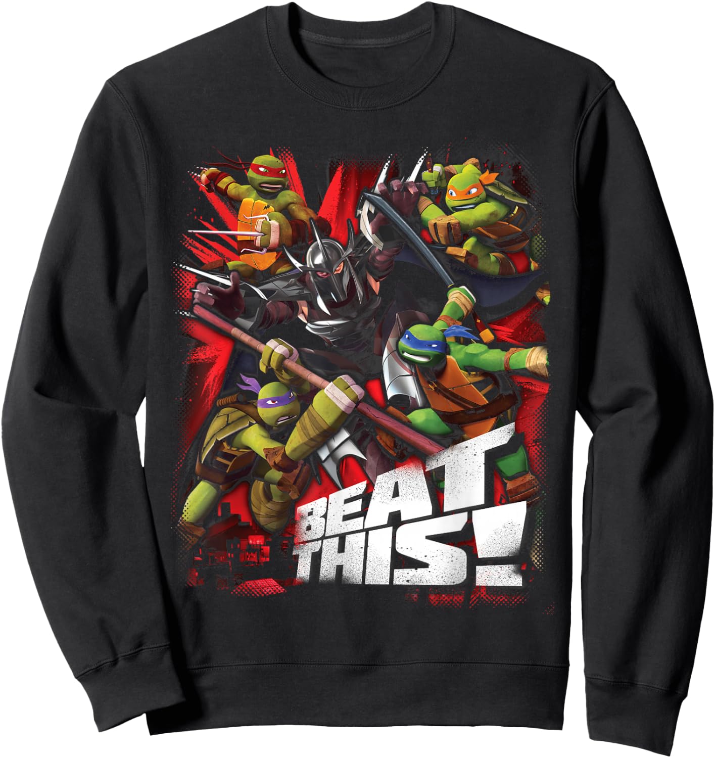 TMNT Beat This Group Fight Shot Sweatshirt - Sweatshirt | Black