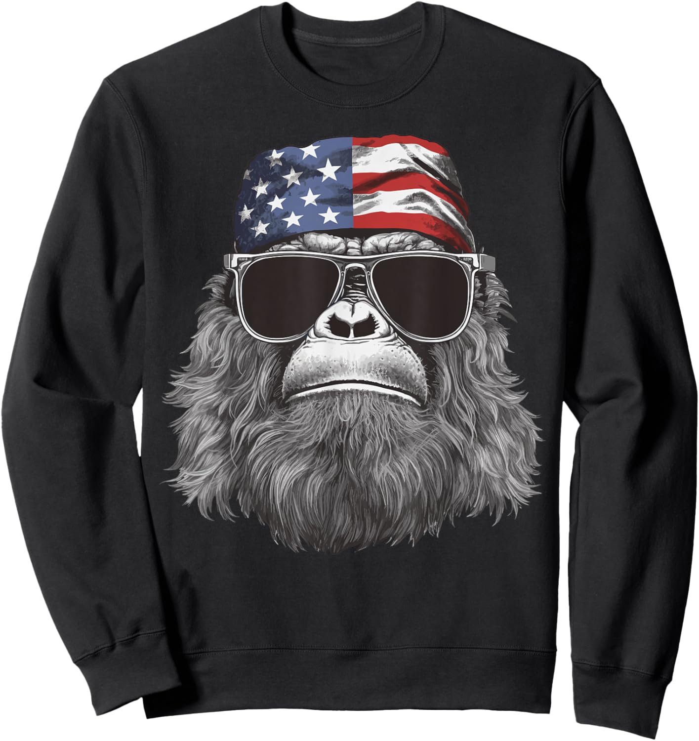 Bigfoot 4th of July American USA Flag Patriotic Kids Sweatshirt - Sweatshirt | Black