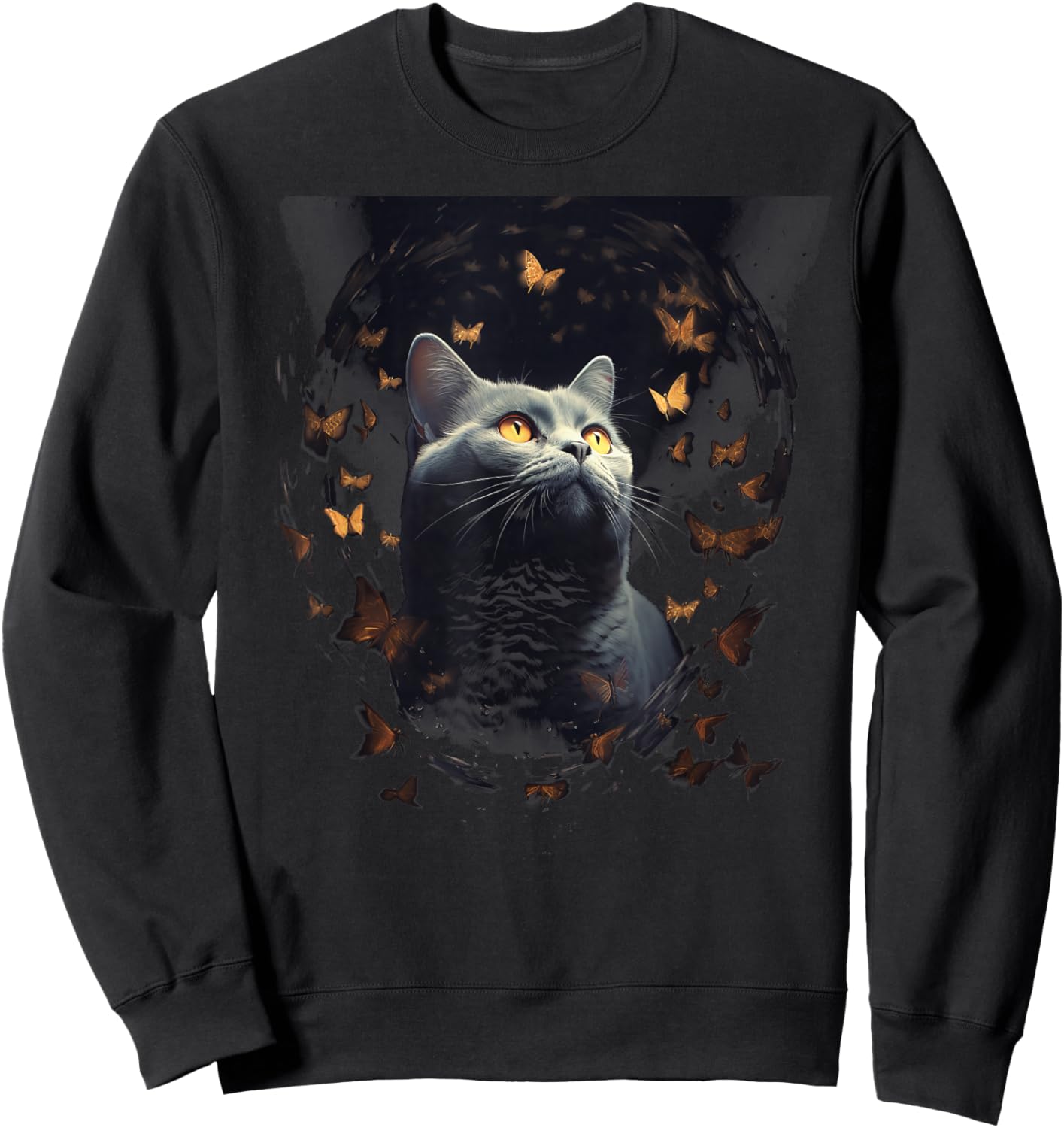 Chartreux Cat Eyes Kitty Kitten Cat Artwork Cat Face Sweatshirt - Sweatshirt | Black