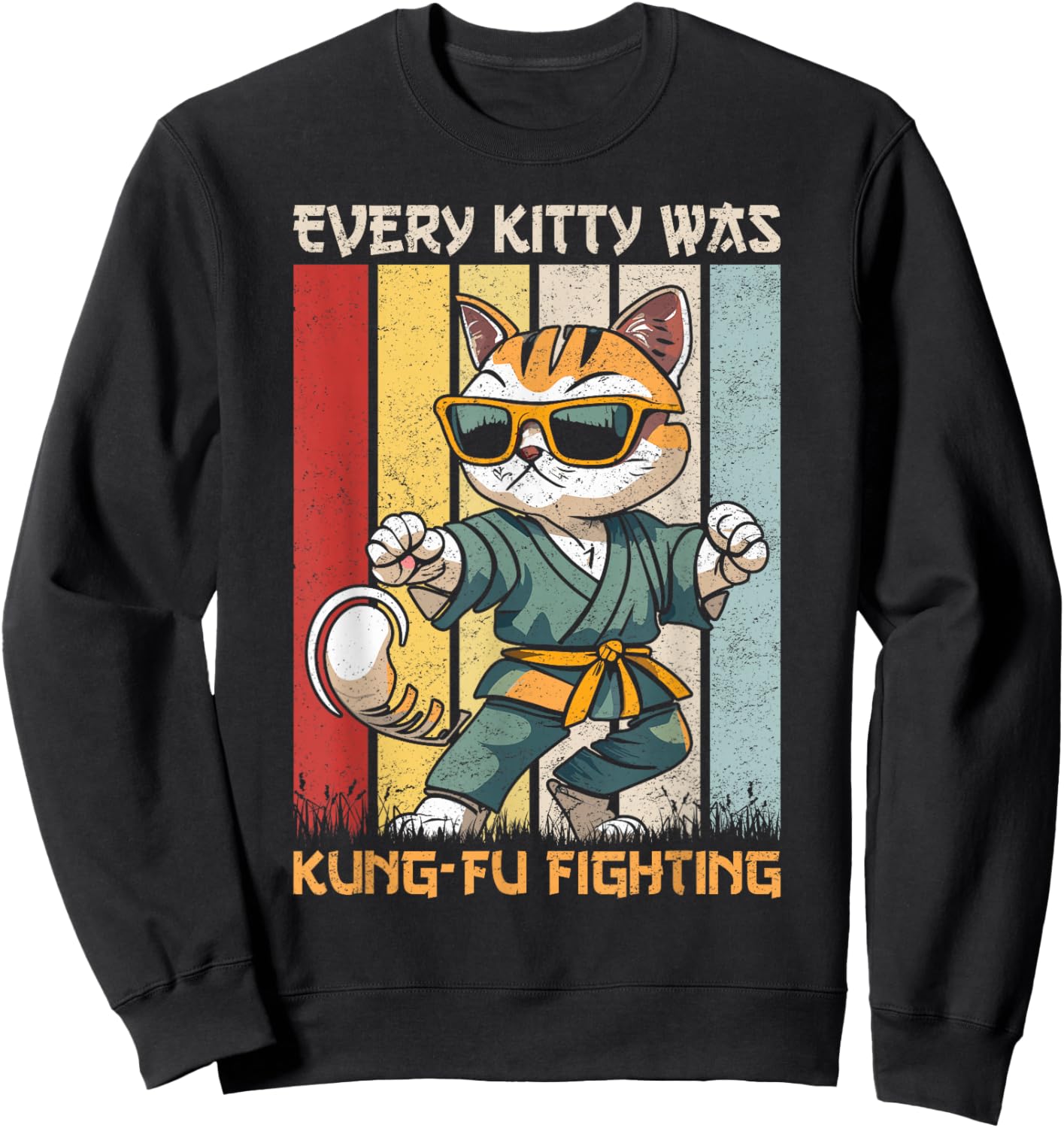 Cat Kung-Fu Fighting Cat Lover Cats Quote Funny Cat Owner Sweatshirt - Sweatshirt | Black