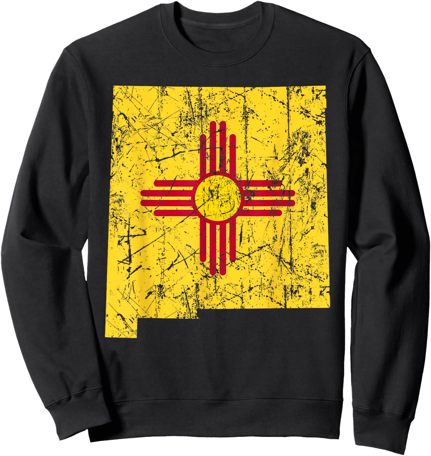 USA State New Mexico Flag Map Red Zia Sun Symbol Sweatshirt - Sweatshirt | Black
