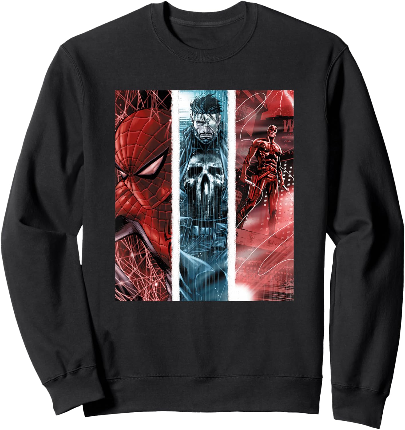Marvel Punisher Daredevil & Spider-Man Epic Panels Sweatshirt - Sweatshirt | Black