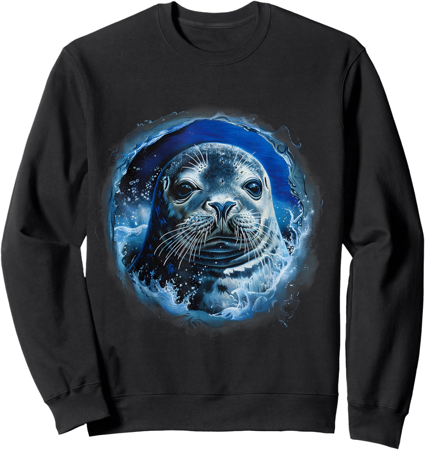 Seal Ocean Sea Seal Motif Sea Ocean Animal Marine Mammal Sweatshirt - Sweatshirt | Black
