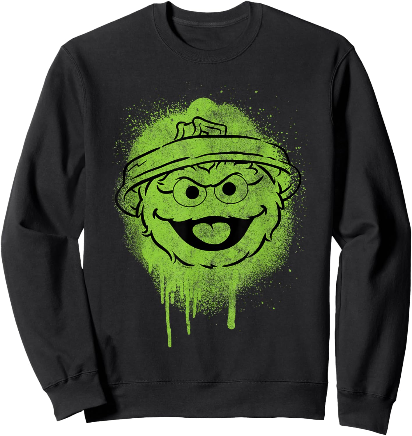 Sesame Street Oscar Graffiti Face Halloween Costume Sweatshirt - Sweatshirt | Black