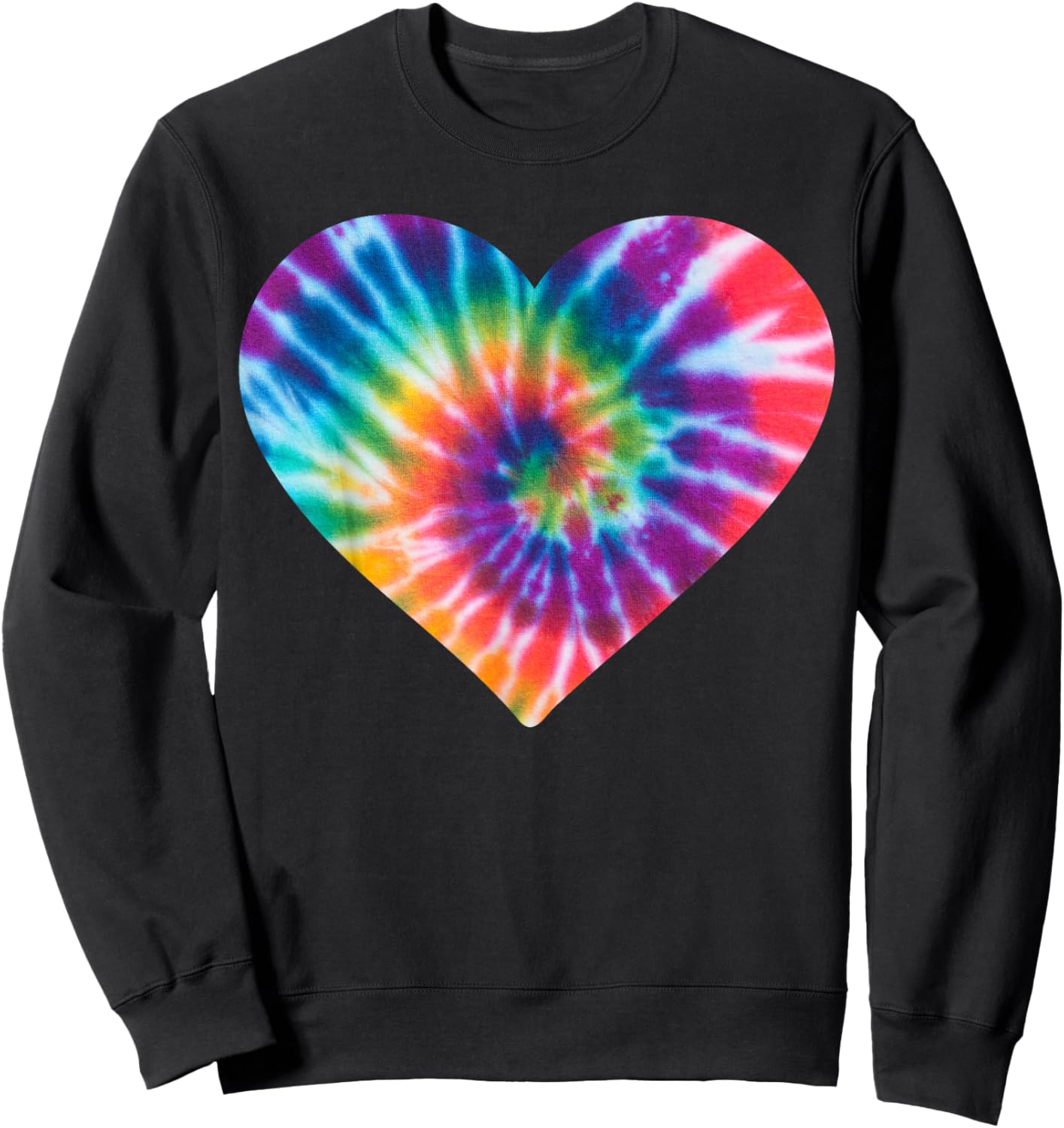 Colorful Heart Tie Dye - Cute Rainbow Valentines Day Graphic Sweatshirt - Sweatshirt | Black