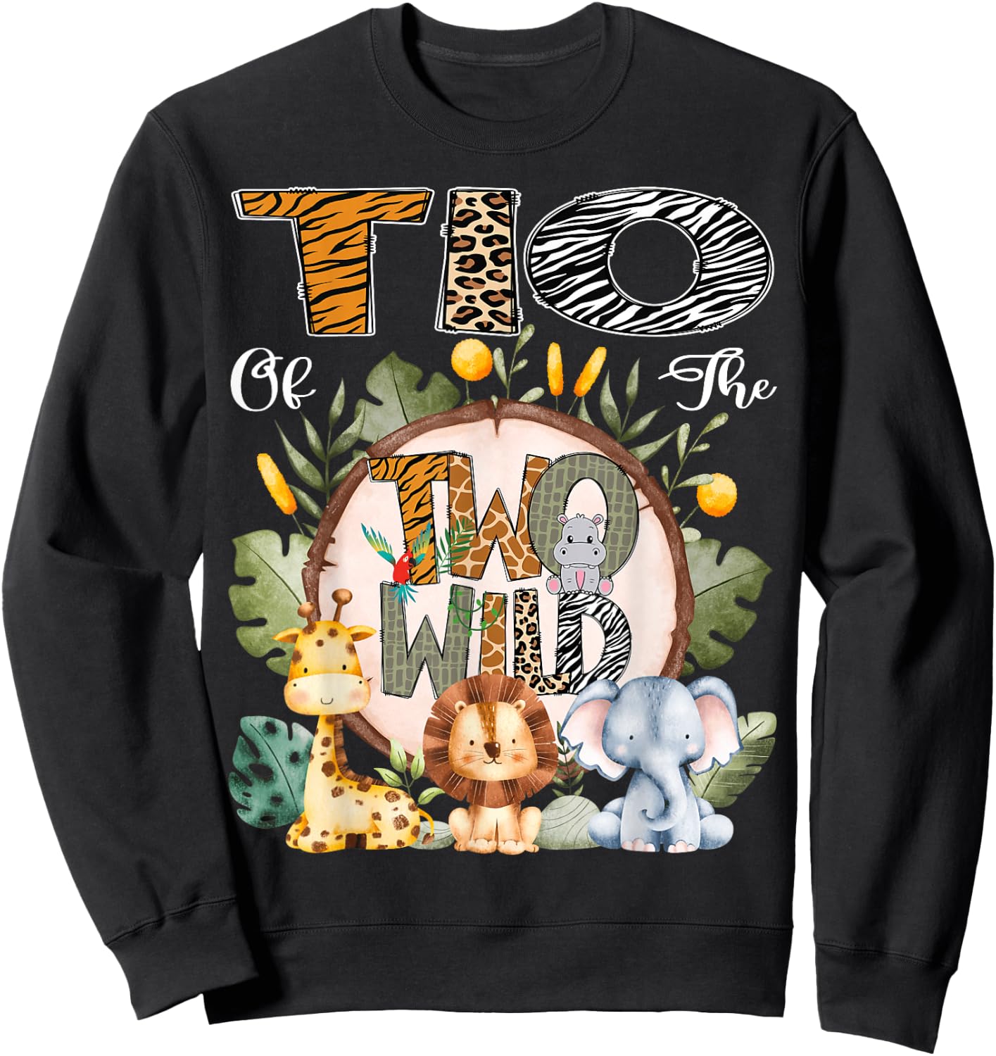 Tio Of The Two Wild Animal Safari 2Nd Birthday Party Sweatshirt - Sweatshirt | Black