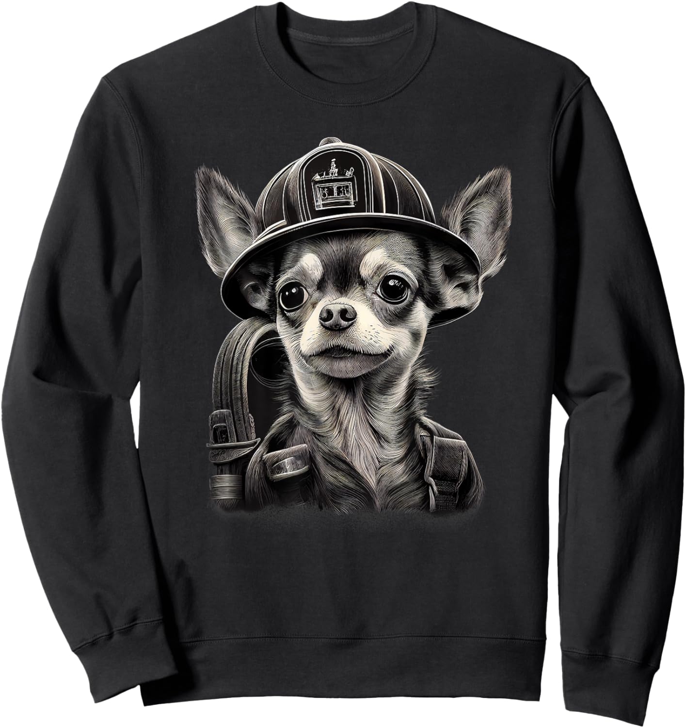 Chihuahua - Firefighter Fireman Cool Dog Men Hat Fire Sweatshirt - Sweatshirt | Black