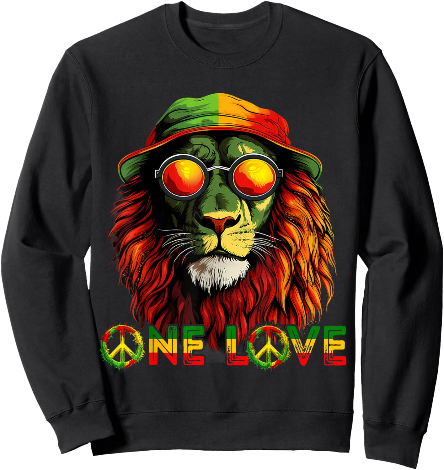 Rasta Reggae Lion Hippie Rasta Pride Jamaica Rastafari Sweatshirt - Sweatshirt | Black