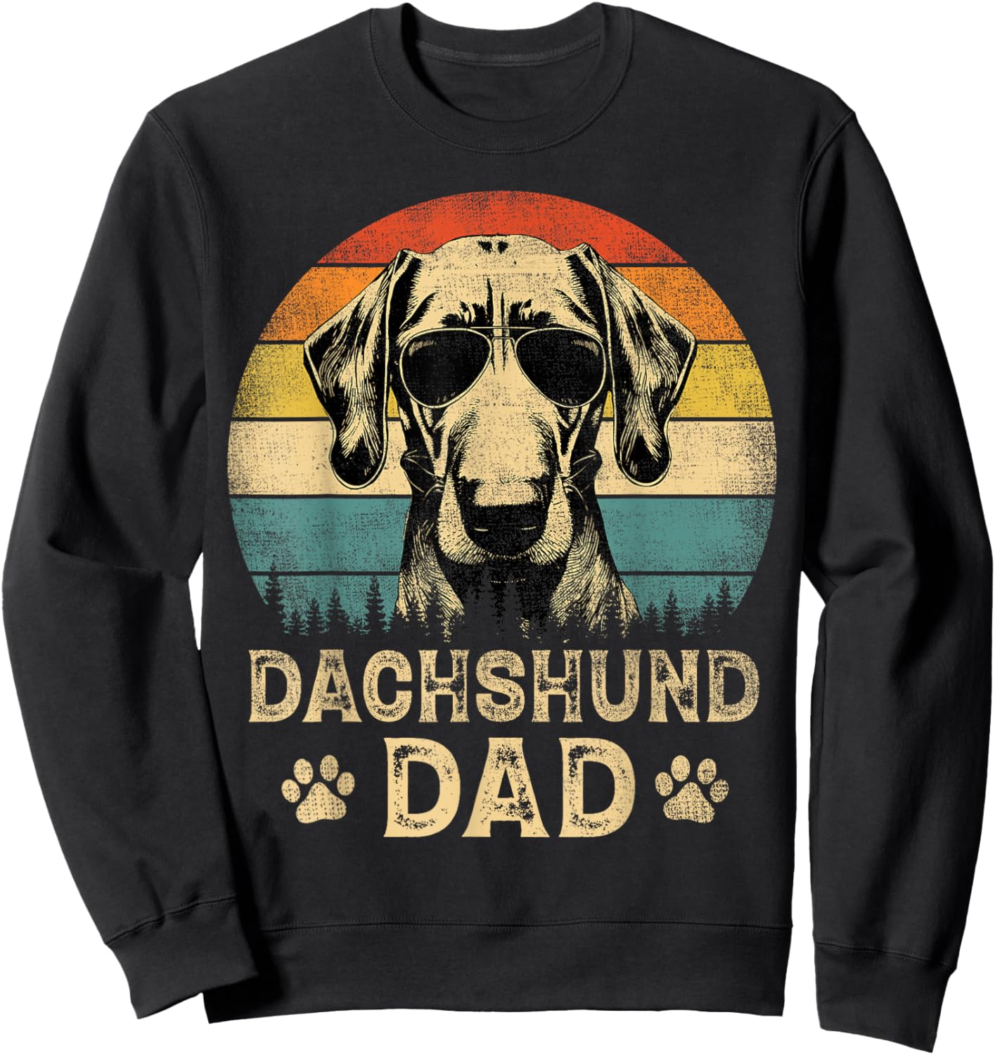 Vintage Dachshund Dad Dog Lovers Father's Day Men Women Sweatshirt - Sweatshirt | Black