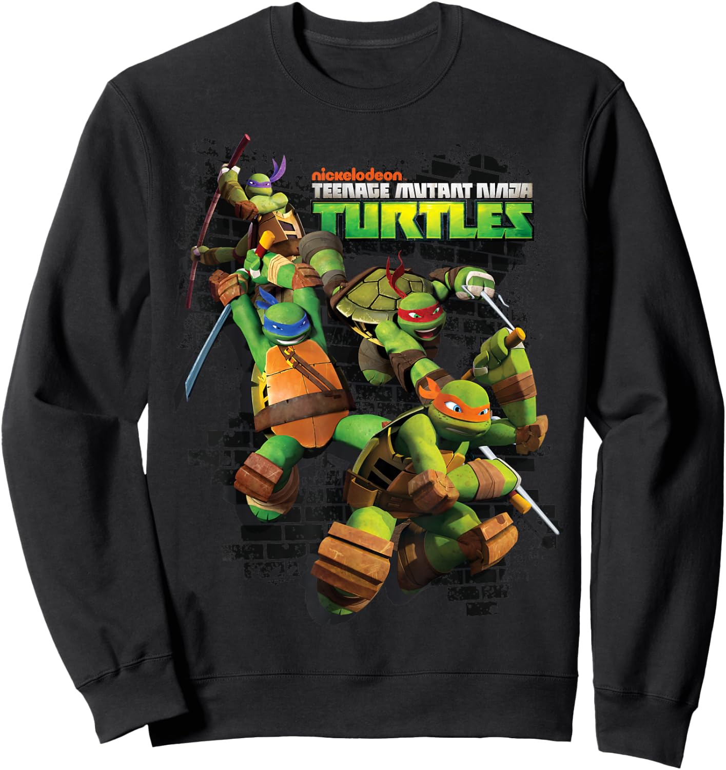 TMNT Turtles Group Shot Brick Wall Sweatshirt - Sweatshirt | Black