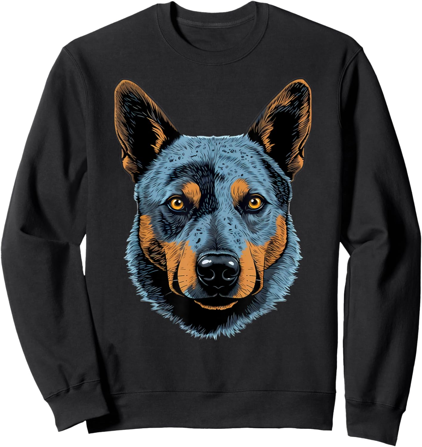 Blue Heeler Cute Cartoon Australian Cattle Dog Face Puppy Sweatshirt - Sweatshirt | Black