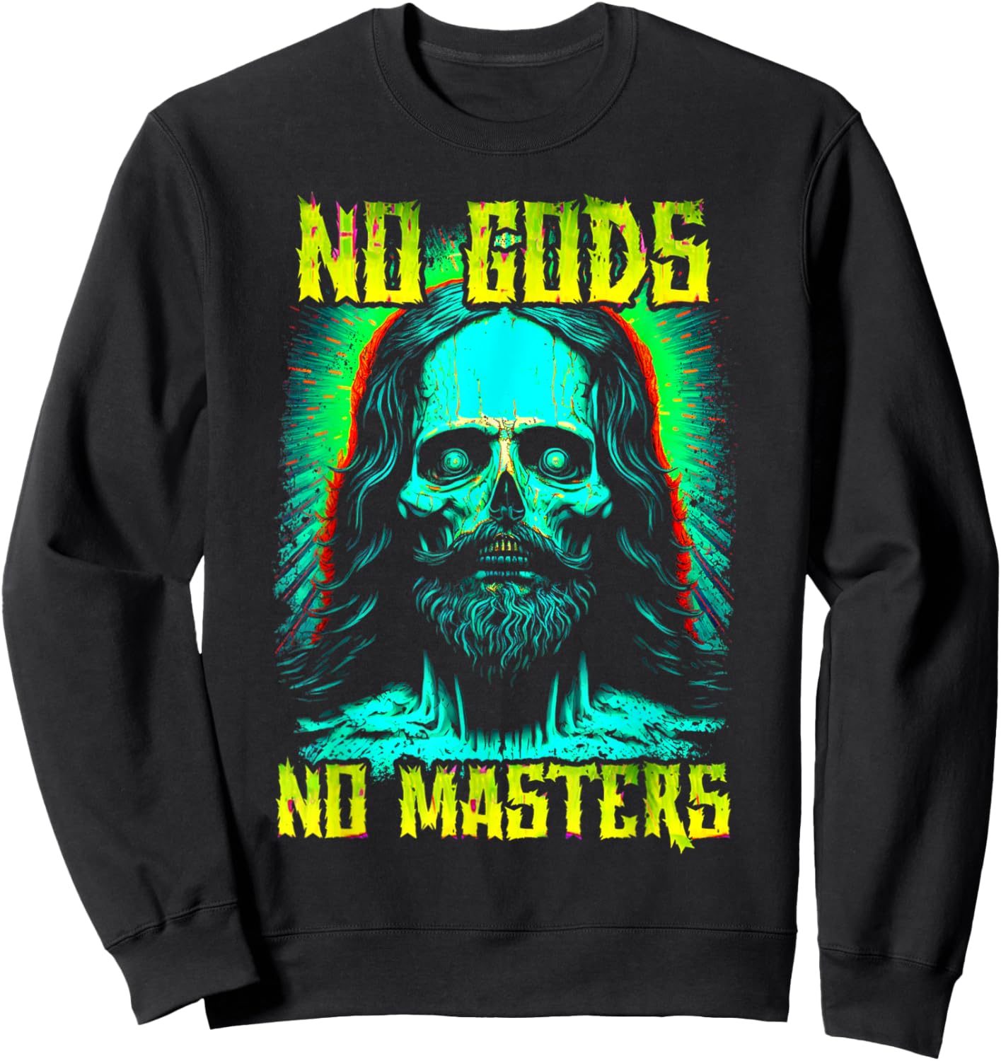 No Gods, No Masters Zombie Jesus Punk Goth Grunge Atheist Sweatshirt - Sweatshirt | Black