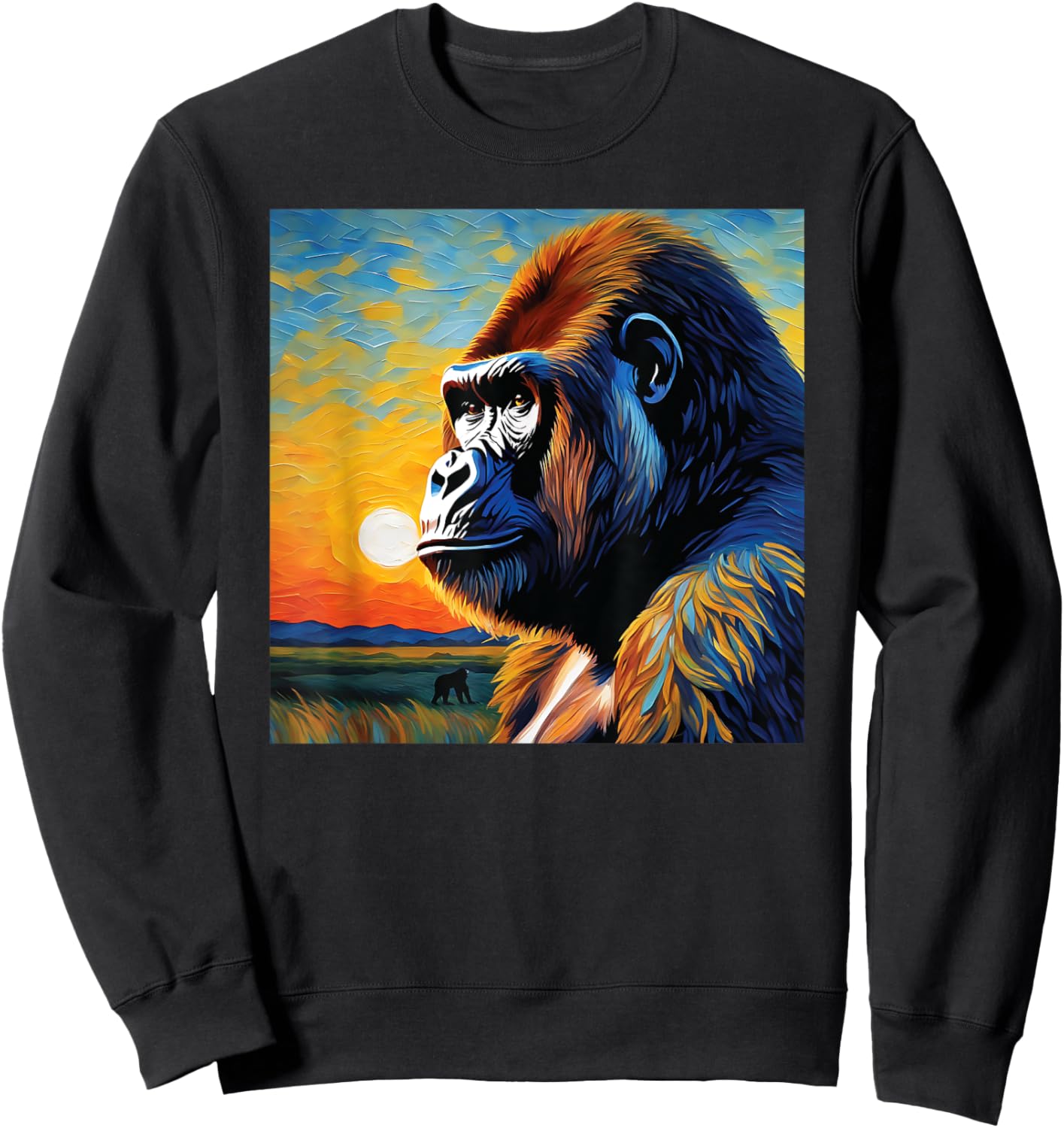 Gorilla head painting Art face for lover Silverback animal Sweatshirt - Sweatshirt | Black
