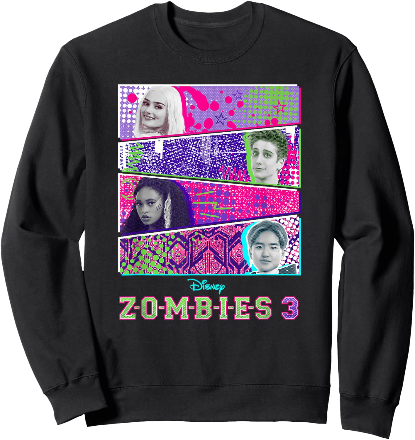 Disney Zombies 3 Panel Group Shot Sweatshirt - Sweatshirt | Black