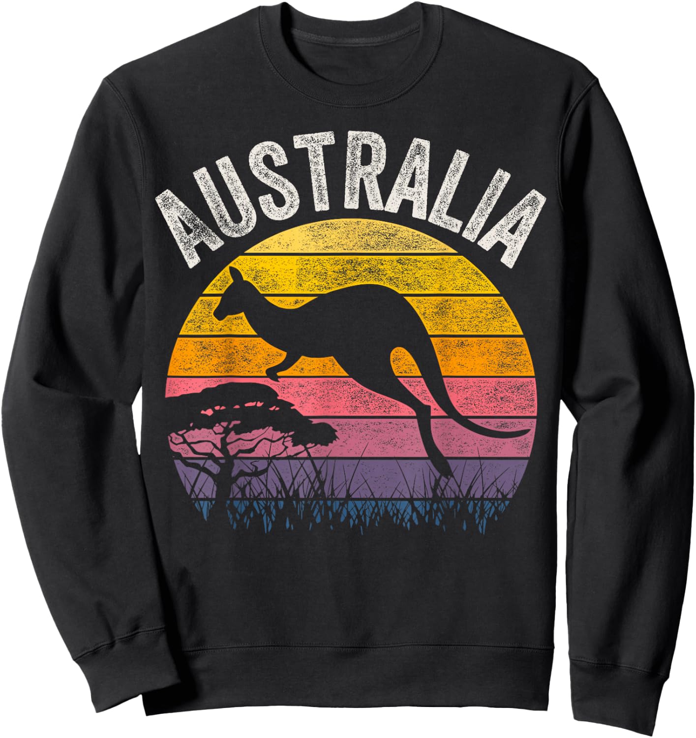 Australia Day Shirt Funny Australian Kangaroo Vintage Sweatshirt - Sweatshirt | Black