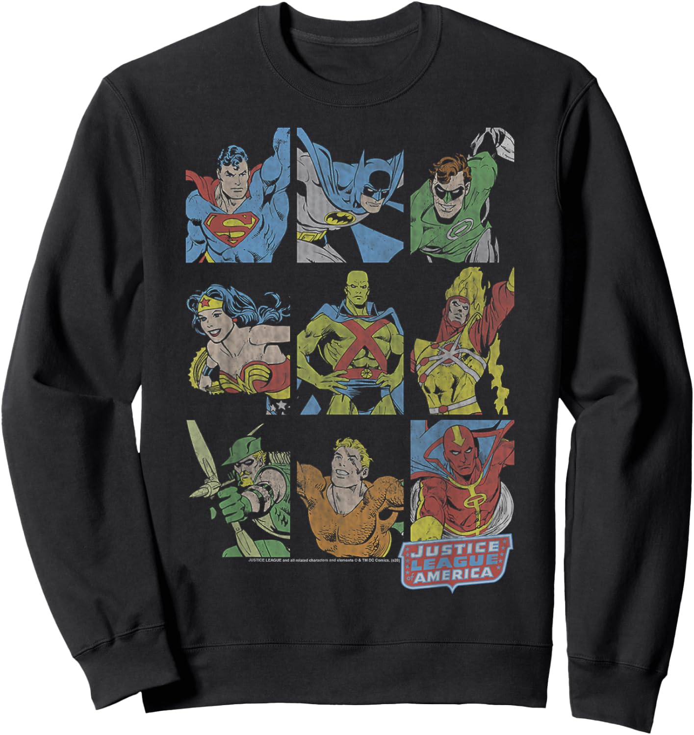 DC Comics Justice League Vintage Box Up Sweatshirt - Sweatshirt | Black