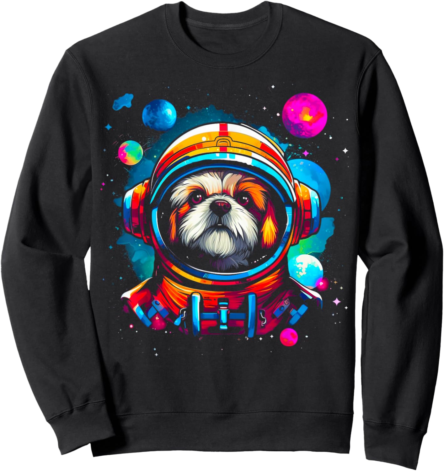 Shih Tzu Dog Planet Space Sweatshirt - Sweatshirt | Black