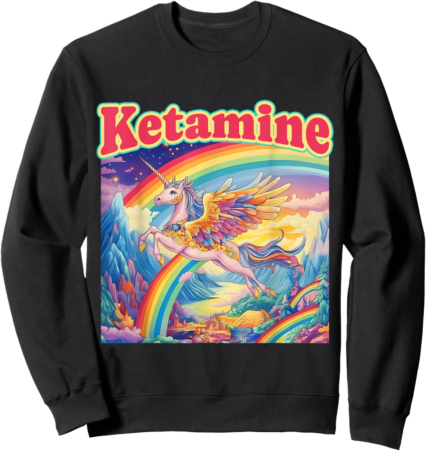 Funny Ketamine Horse Unicorn Emergency Rainbow Sweatshirt - Sweatshirt | Black