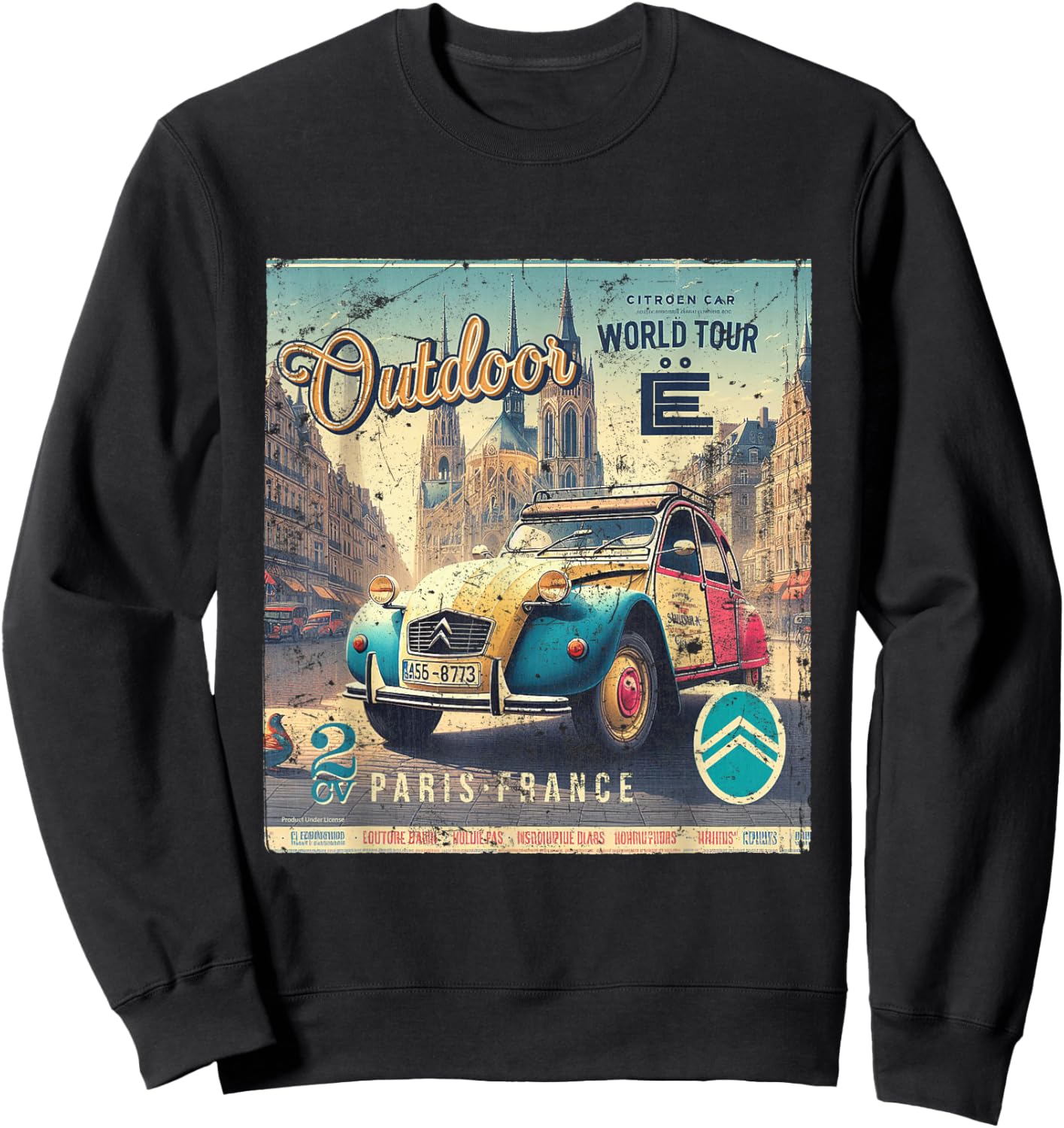 Citroën 2CV World Tour Paris France , Black, S Sweatshirt - Sweatshirt | Black