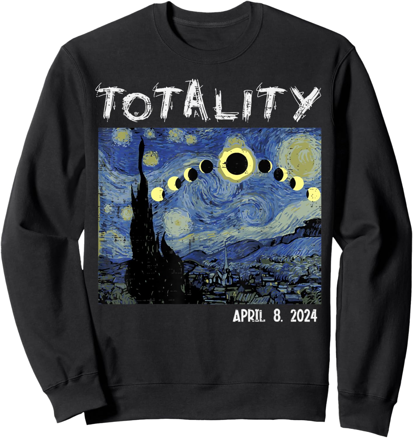 Art Solar Eclipse 2024 Totality April 8 Men Women Kids Sweatshirt - Sweatshirt | Black