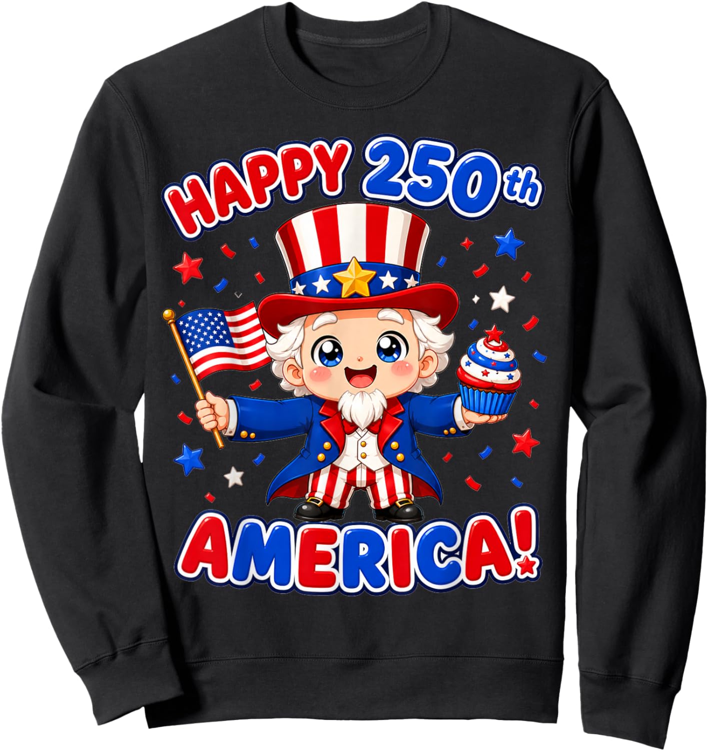 250 Anniversary USA Kids Toddler Girl Boy Kawaii Sweatshirt - Sweatshirt | Black