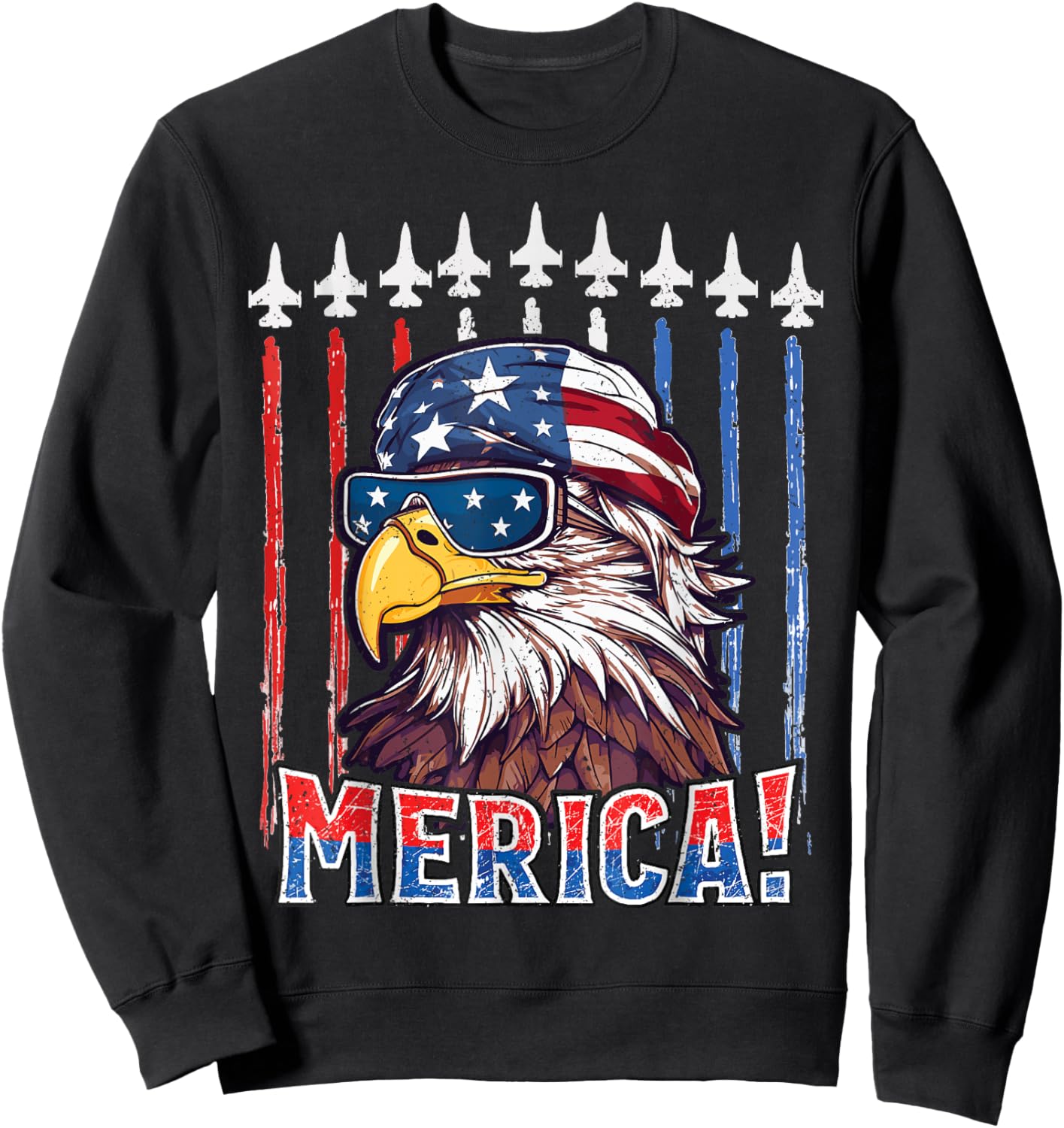 Merica Eagle 4th of july Patriotic freedom Eagle mullet Sweatshirt - Sweatshirt | Black