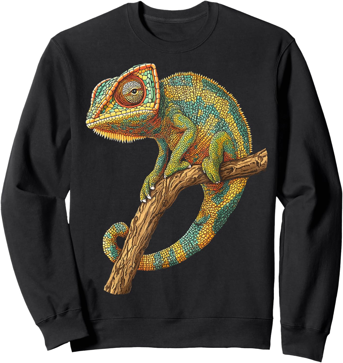 Chameleon Animal Motif Artwork Chameleon Sweatshirt - Sweatshirt | Black