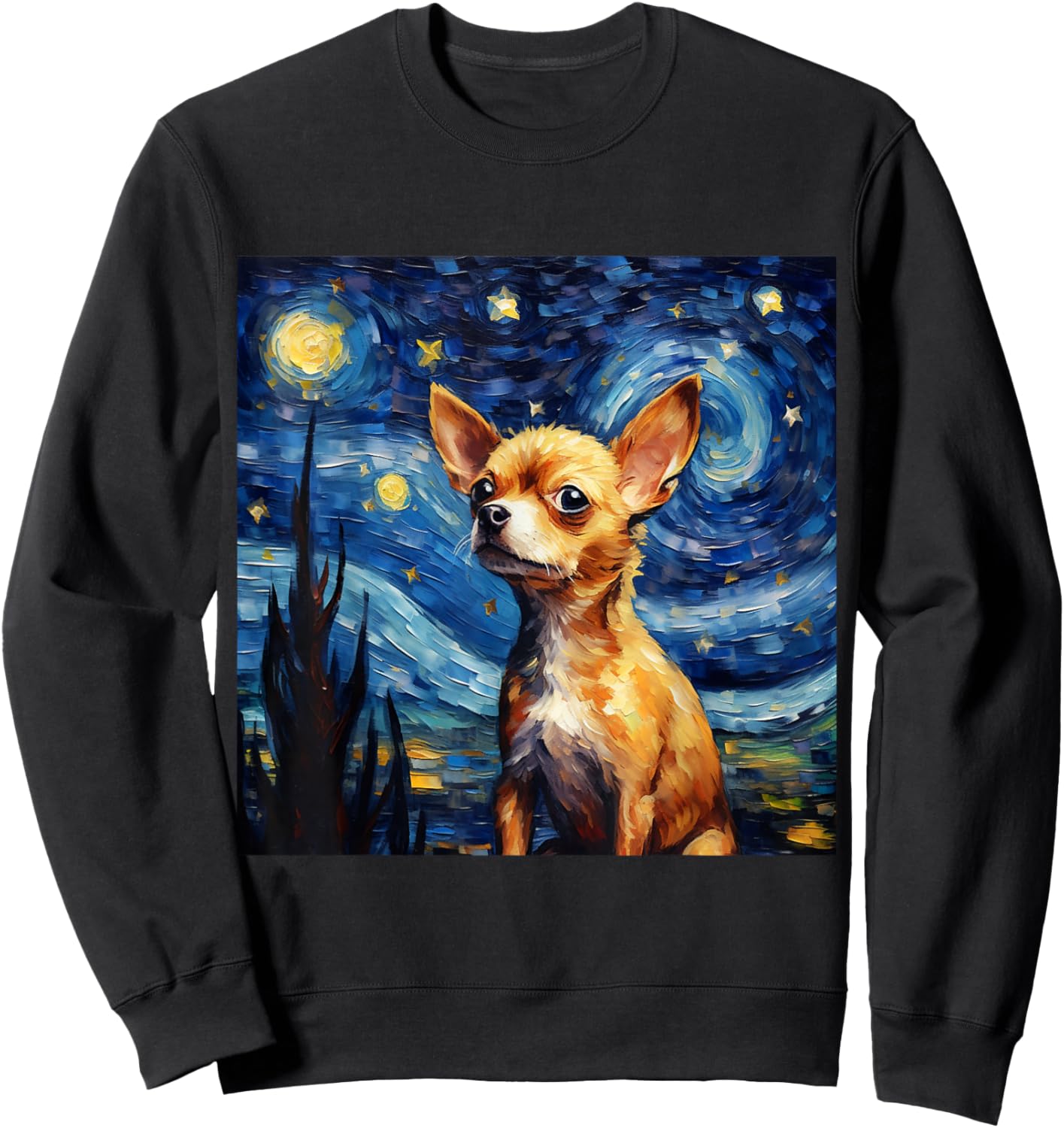Chihuahua Starry Night - Chihuahua Sweatshirt - Sweatshirt | Black