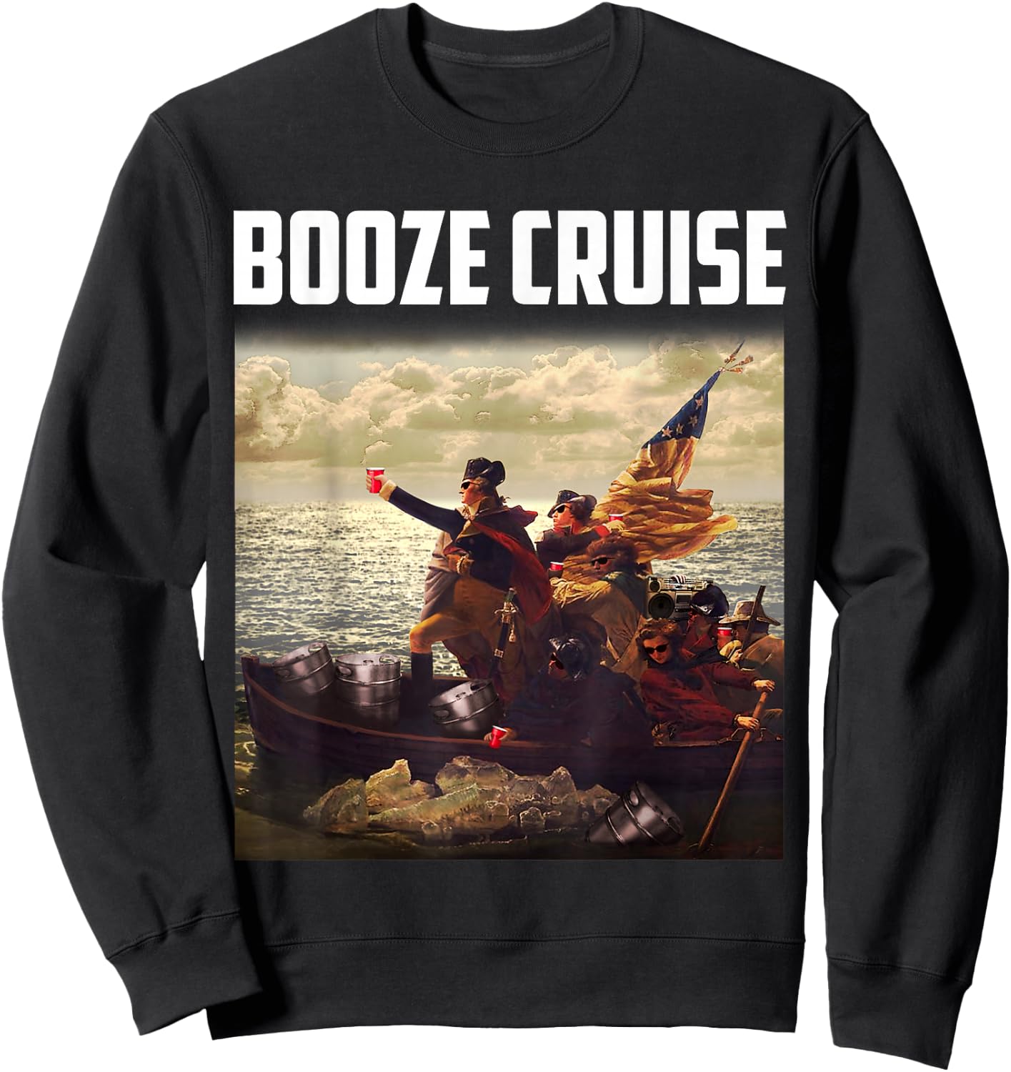 Political Party Booze Cruise Shades & Red Cups Sweatshirt - Sweatshirt | Black