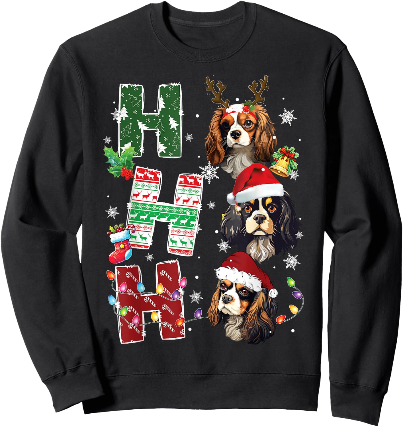 Ho Ho Ho Cavalier King Charles Spaniel Christmas Dog Costume Sweatshirt - Sweatshirt | Black
