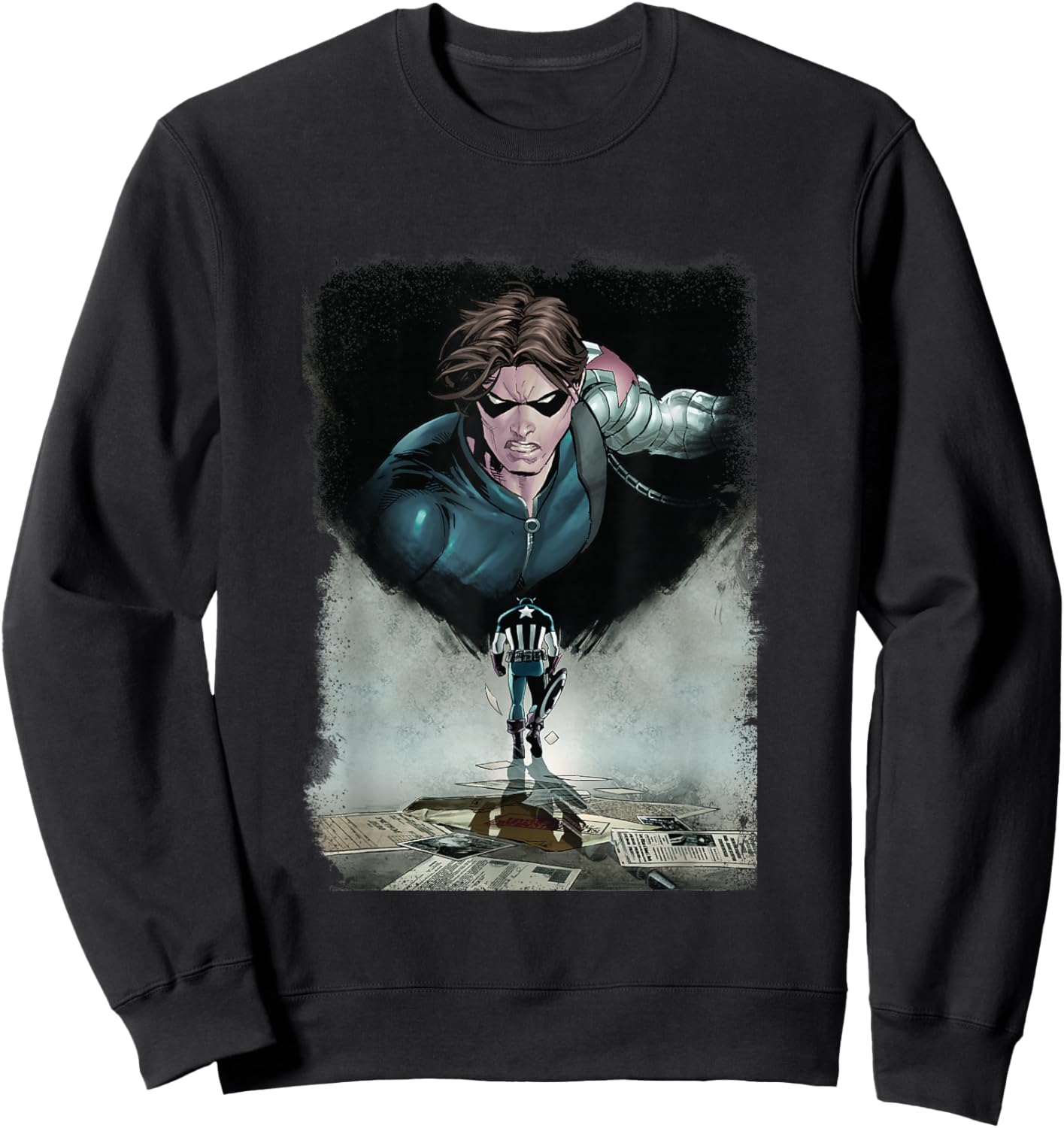 Marvel Comics Retro Classic Captain America Winter Soldier Sweatshirt - Sweatshirt | Black