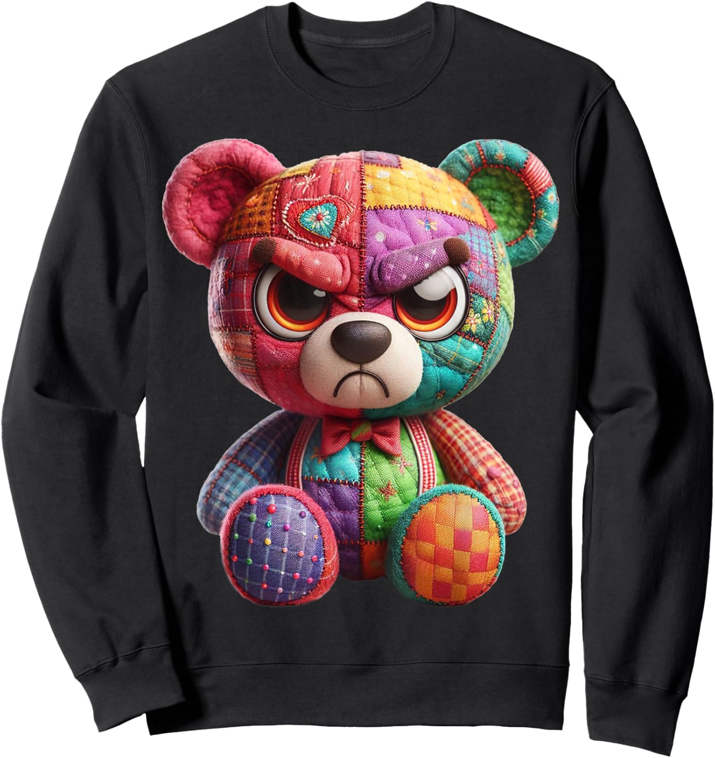 angry teddy bear print, A very grumpy hug Sweatshirt - Sweatshirt | Black