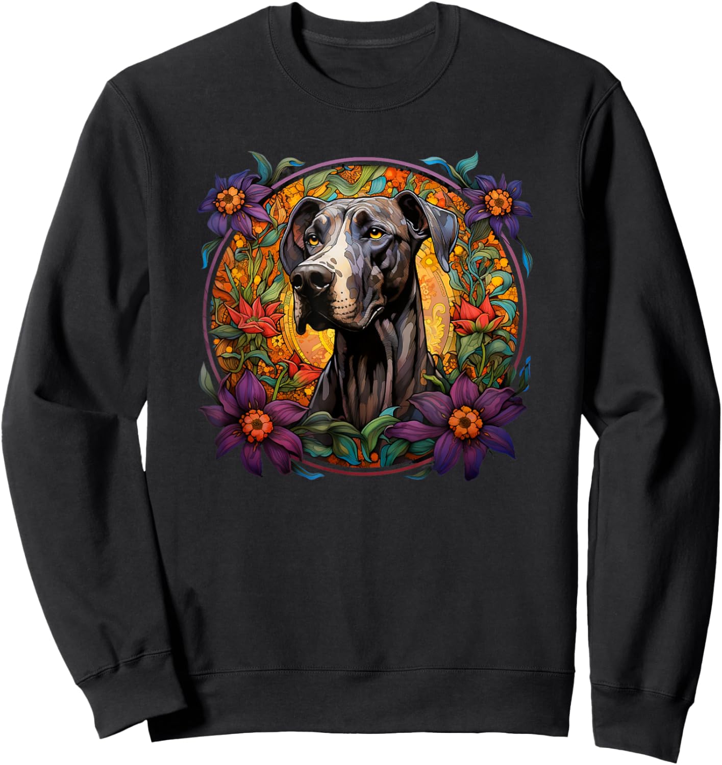 Beautiful Flowers Mom Great Dane Lover Sweatshirt - Sweatshirt | Black