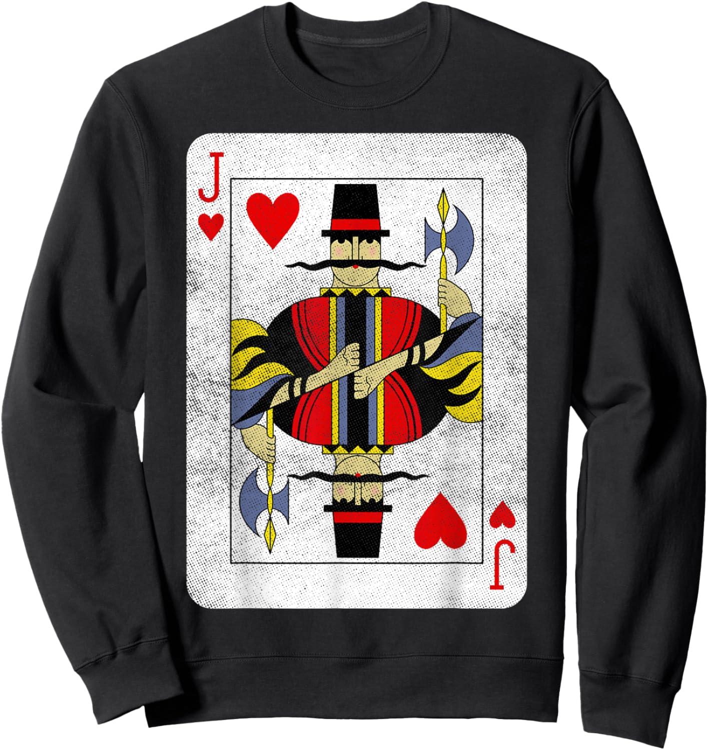 Jack of Hearts Playing Cards Halloween Party Costume Vintage Sweatshirt - Sweatshirt | Black