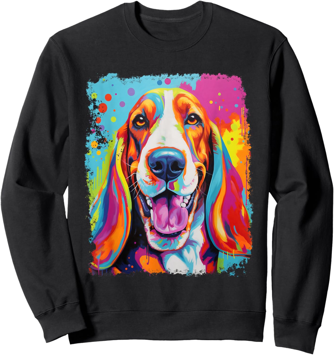 Vintage Dog Basset Hound Sweatshirt - Sweatshirt | Black