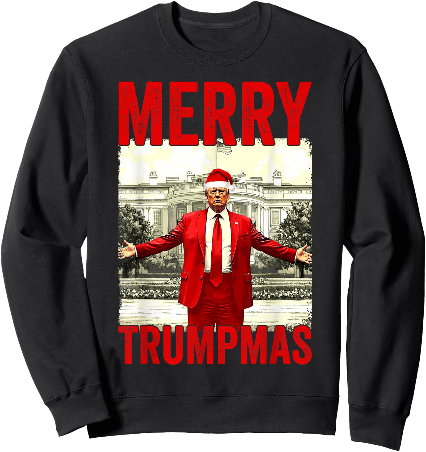 Merry Trumpmas Make Christmas Great Again Trump 2024 47th Sweatshirt - Sweatshirt | Black