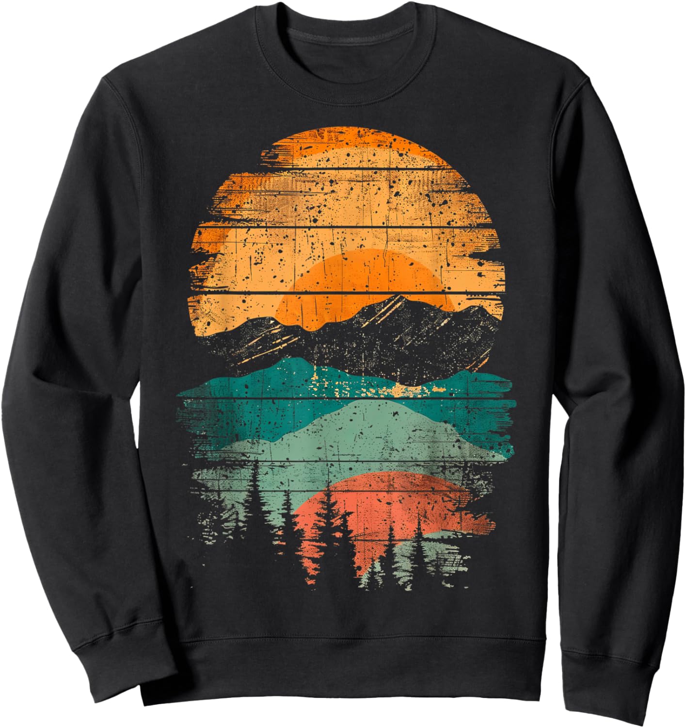 Sunset Orange Blue Distressed Nature Sweatshirt - Sweatshirt | Black
