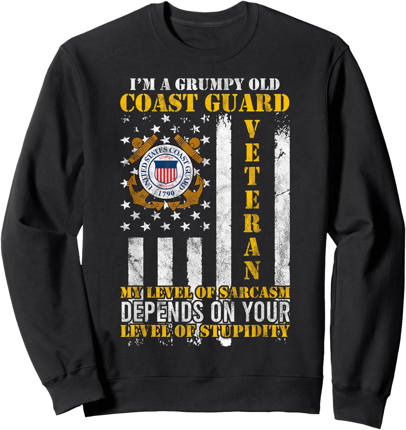 I'm a Grumpy Old Coast Guard Veteran Gift a Veteran Small Sweatshirt - Sweatshirt | Black