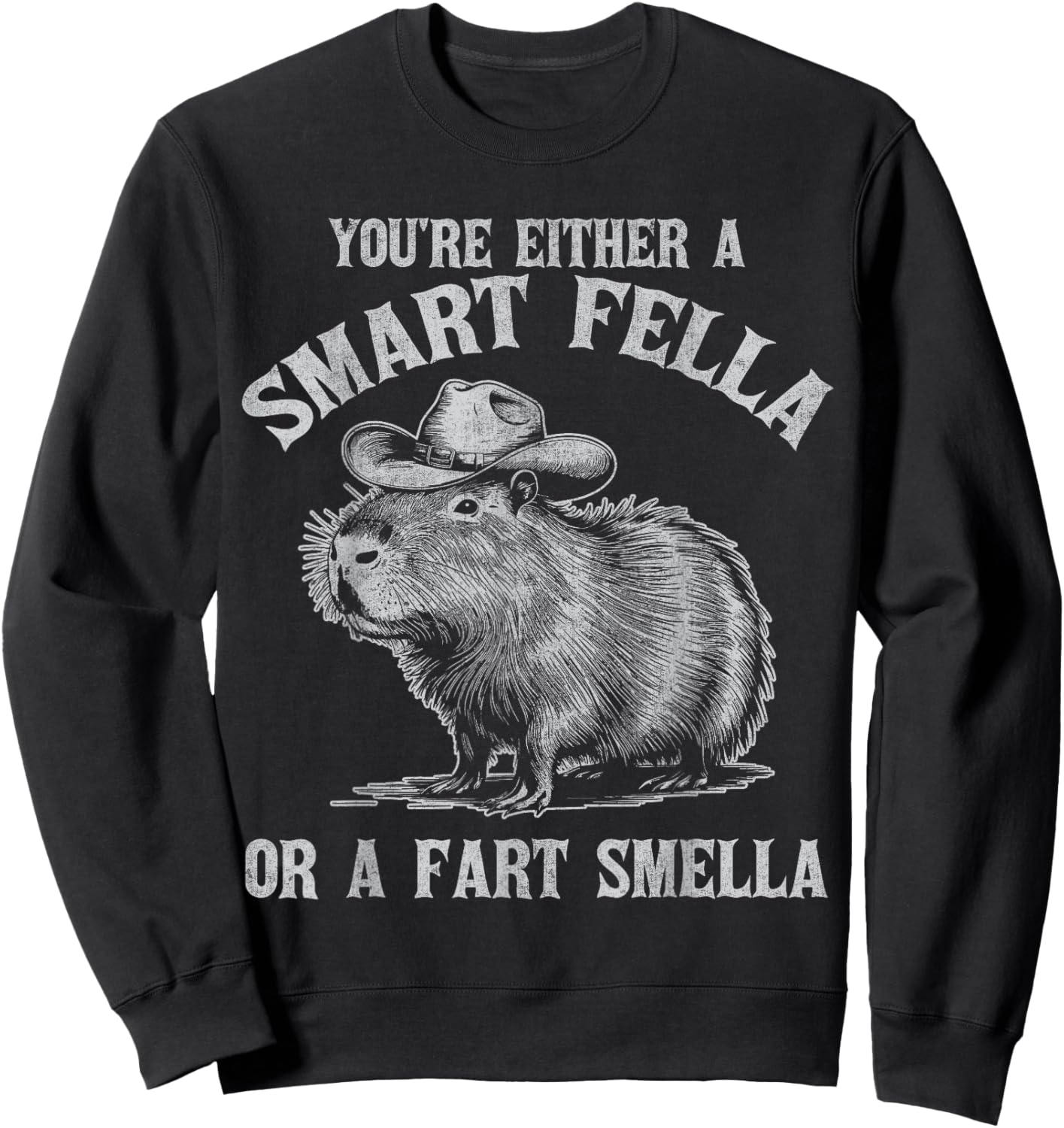 You're Either A Smart Fella Or A Fart Smella Funny Capybara Sweatshirt - Sweatshirt | Black