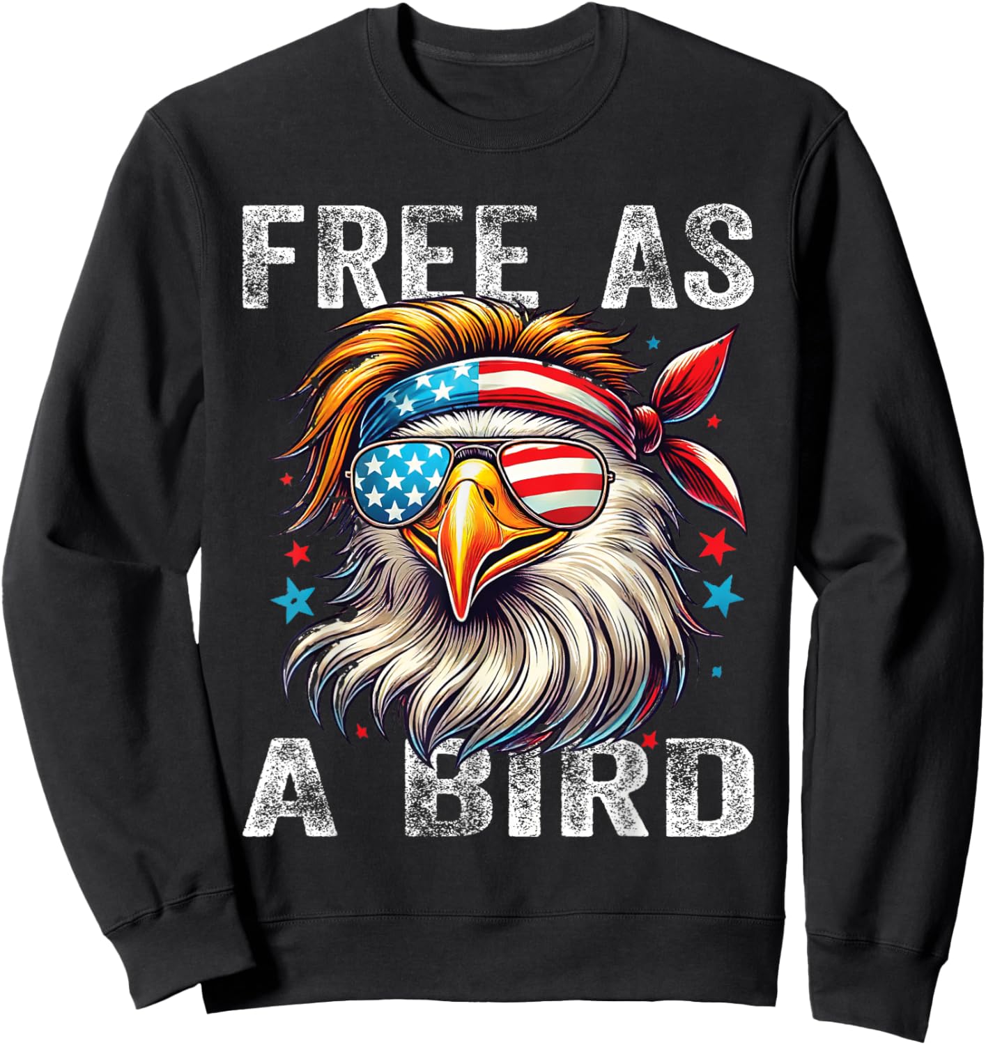 Free As Bird 4th Of July Patriotic Eagle Kids Boys Girls Sweatshirt - Sweatshirt | Black