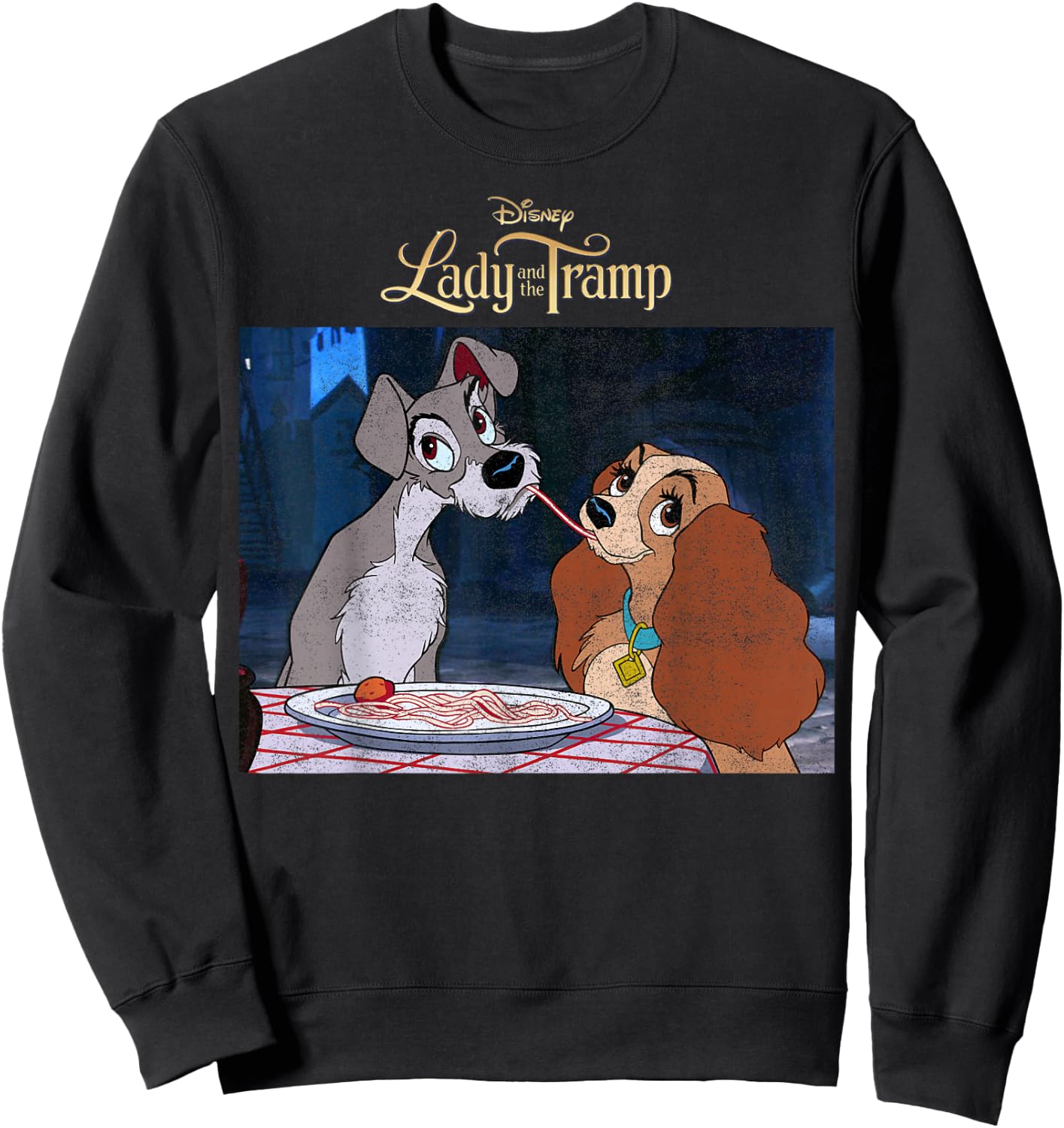 Disney Lady And The Tramp Iconic Scene Logo Sweatshirt - Sweatshirt | Black