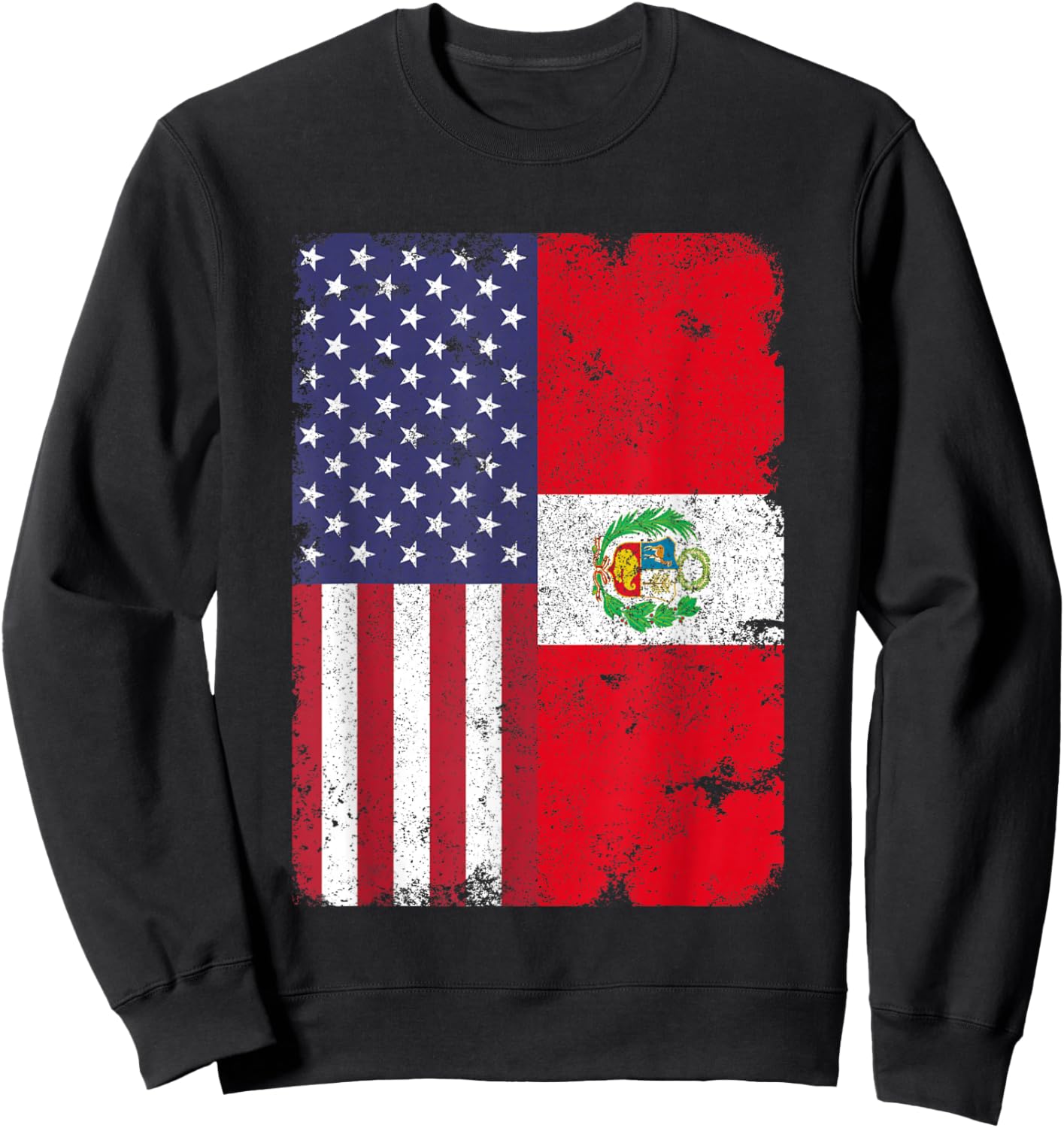 Peru Peruvian American Flag Pride Patriotic Vintage Sweatshirt - Sweatshirt | Black
