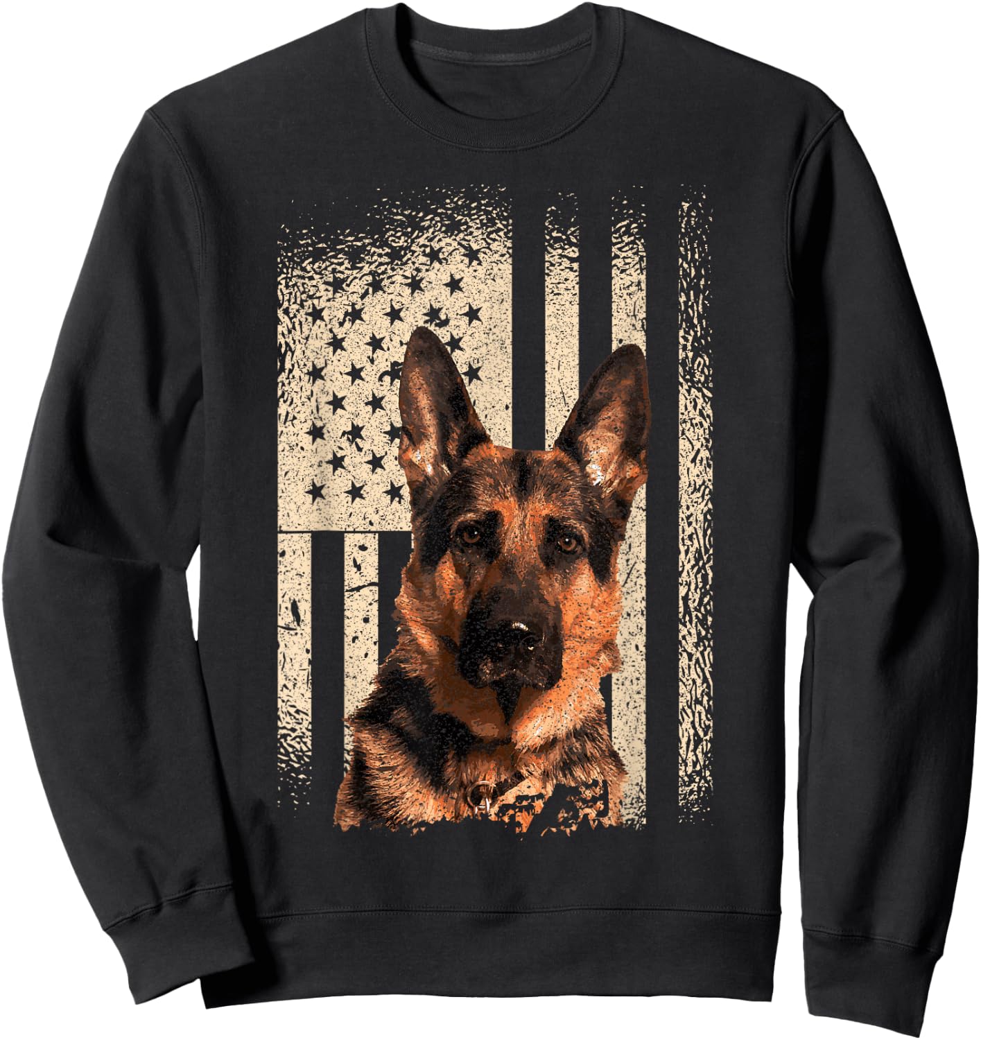 German Shepherd Dog USA Men Woman Patriotic Memorial Sweatshirt - Sweatshirt | Black