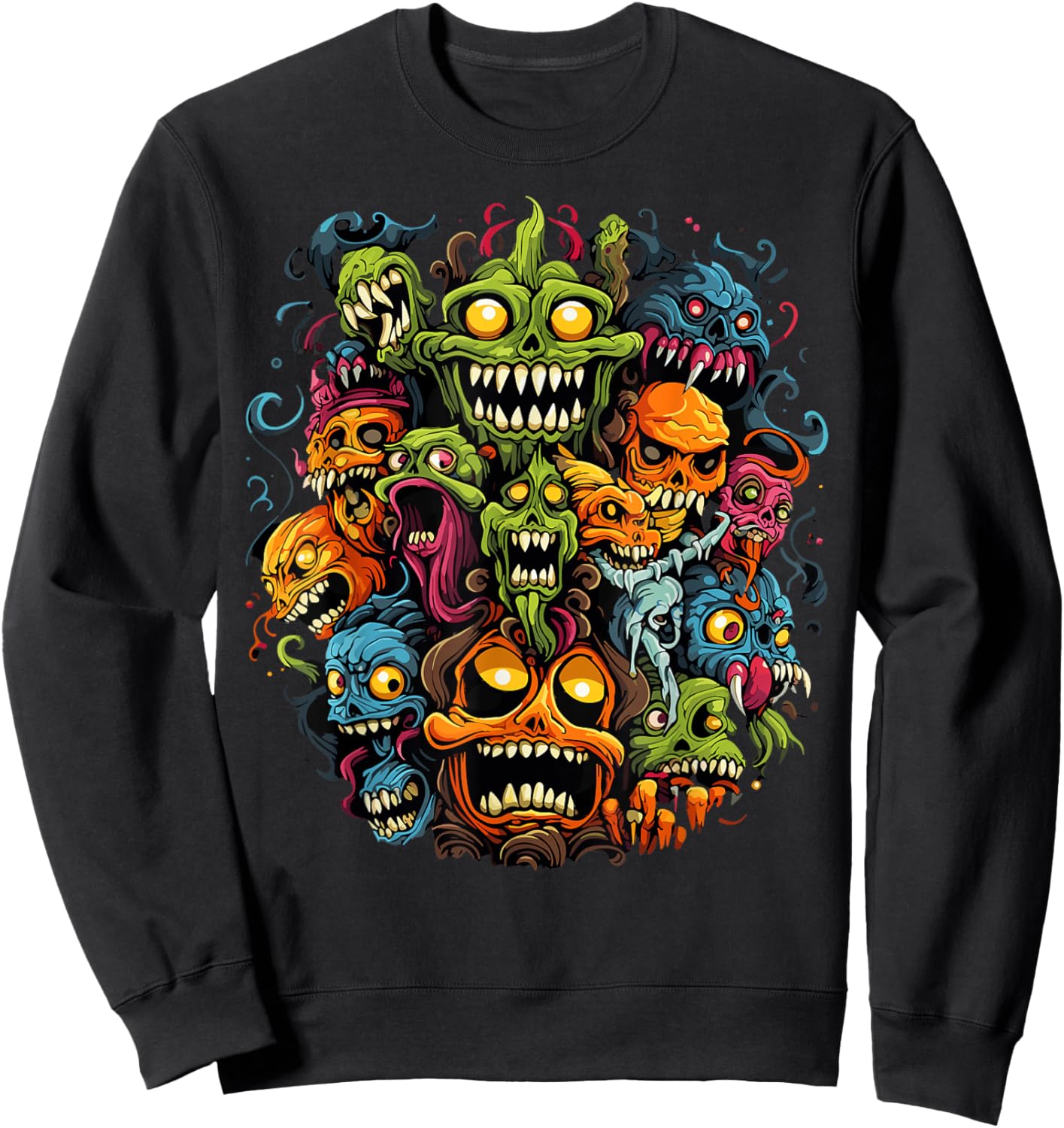 Scary Monster Halloween Costume Zombie Horror Fun Sweatshirt - Sweatshirt | Black