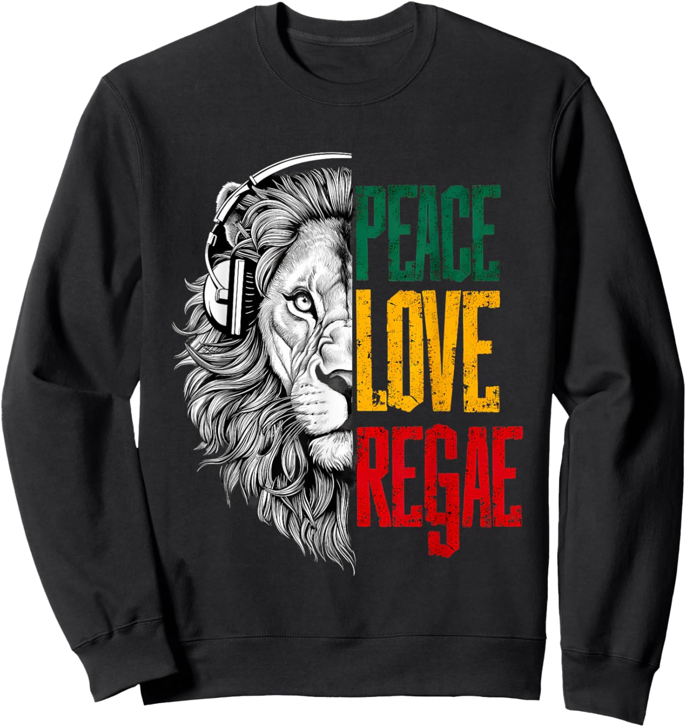 Rasta Reggae Lion of Judah Jamaican Rastafarian Roots Sweatshirt - Sweatshirt | Black
