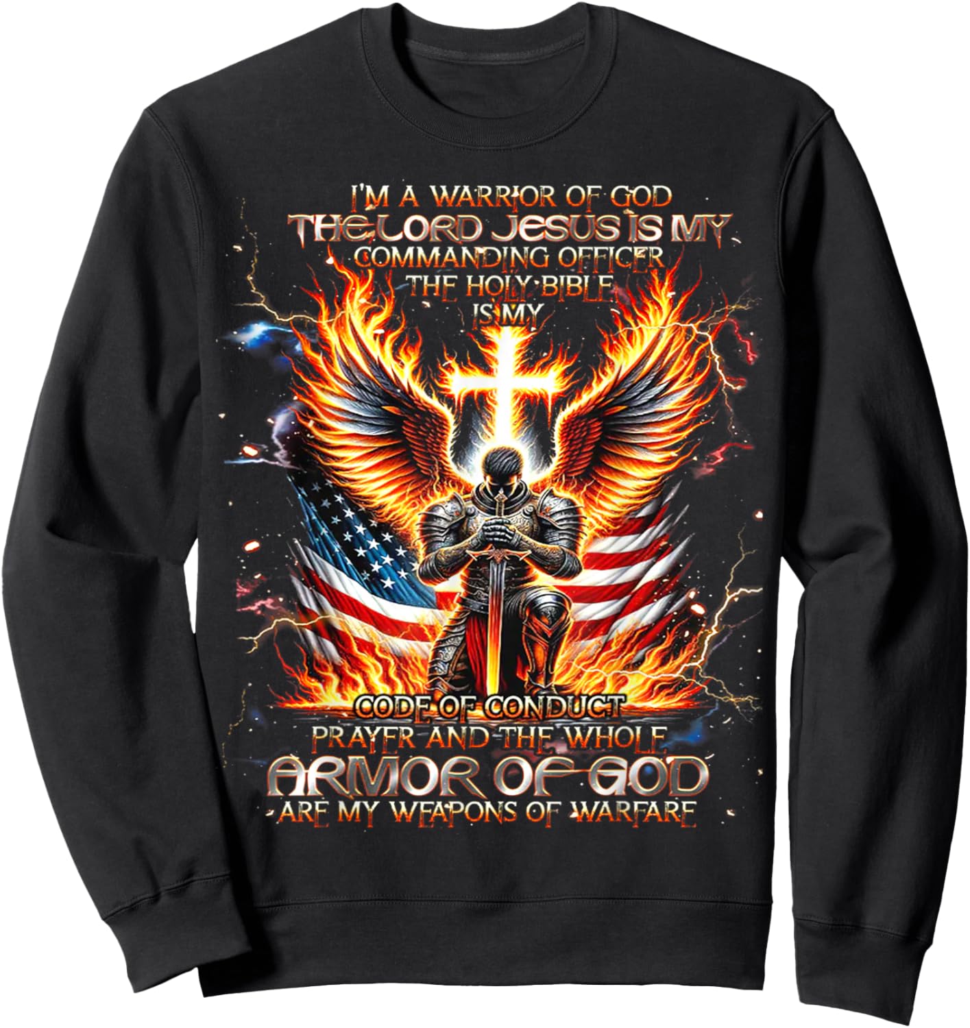 I'm A Warrior of God The Lord Jesus is My Commanding- Knight Sweatshirt - Sweatshirt | Black