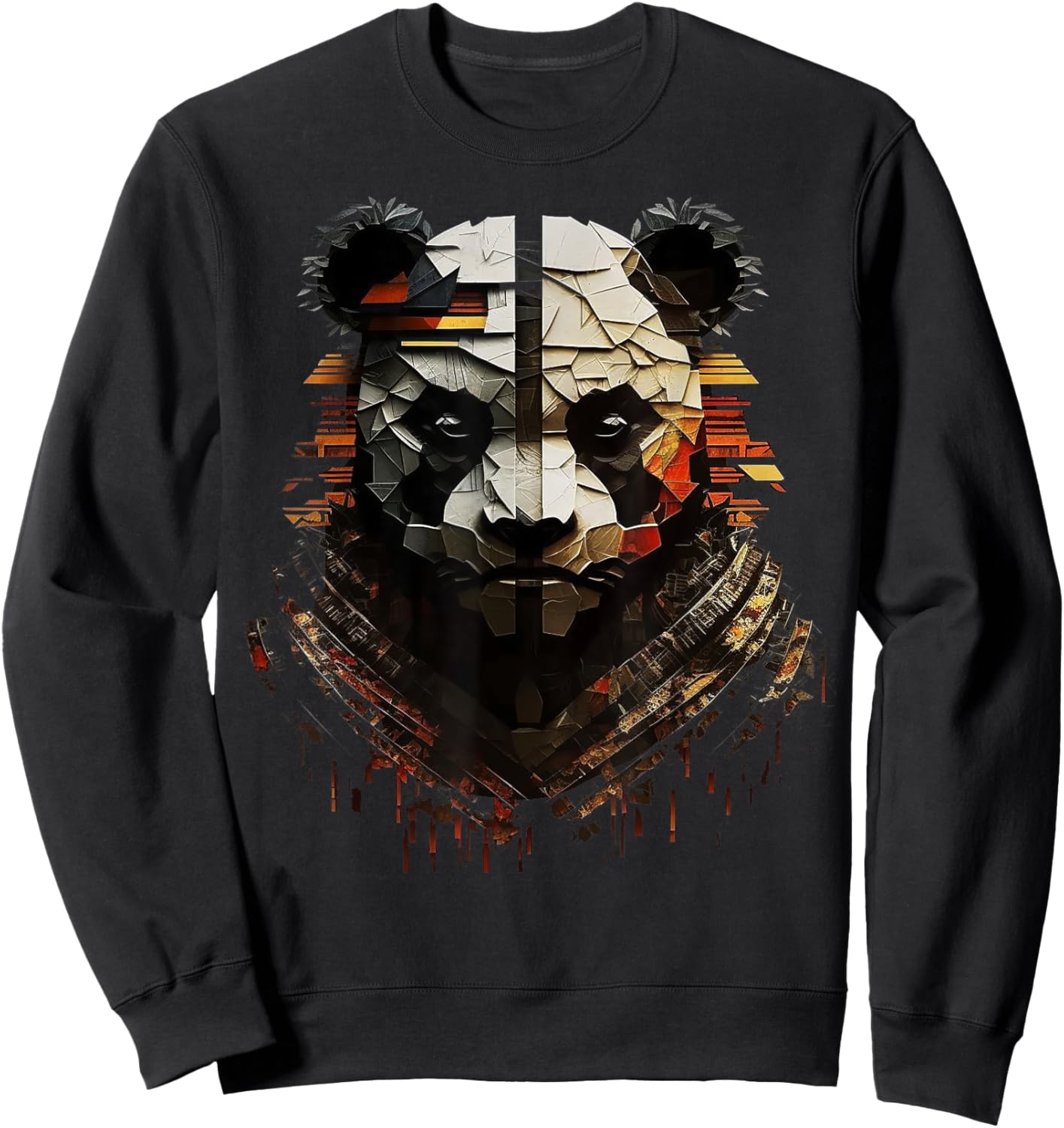 Panda Fantasy Animal Print Art Animal Lover Panda Sweatshirt - Sweatshirt | Black