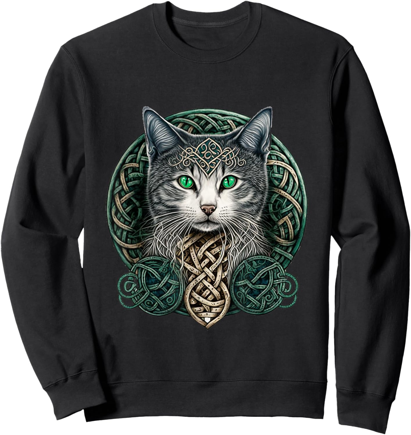 Celtic Cat | Scottish | Celtic Knots | Wiccan | Pagan Witch Sweatshirt - Sweatshirt | Black