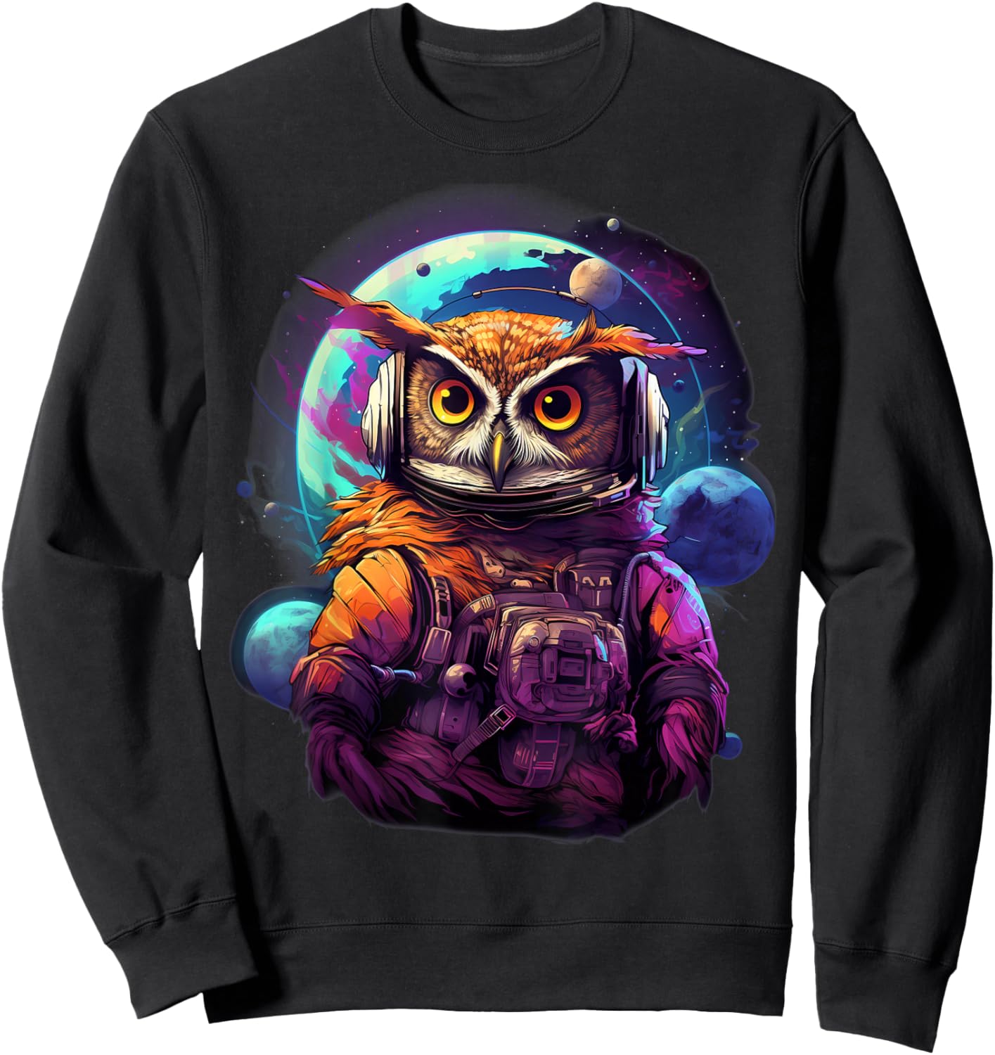 Space Owl Astronaut Sweatshirt - Sweatshirt | Black